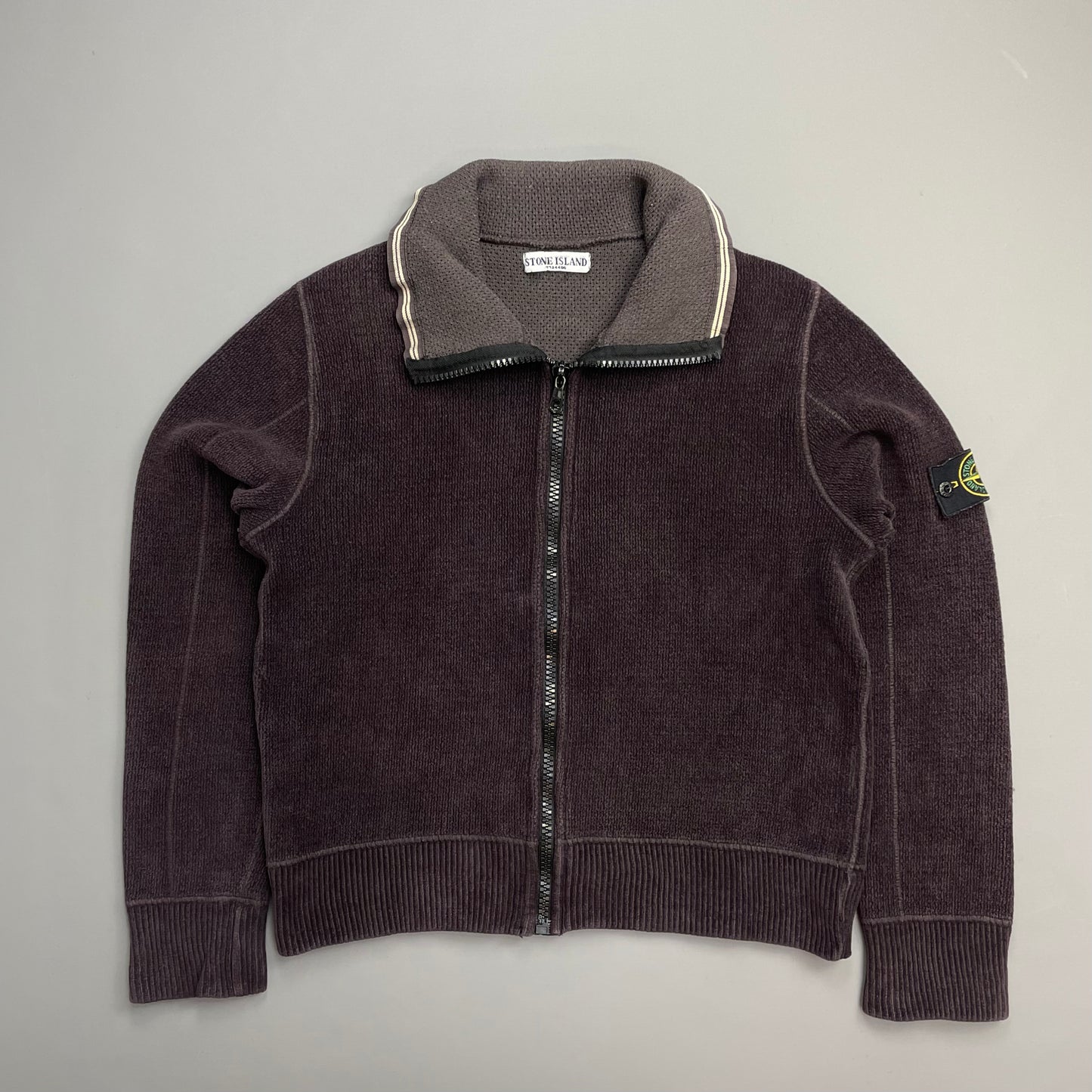 Stone Island Burgundy Brown AW07 Chenille Zip-Through Fleece Jacket