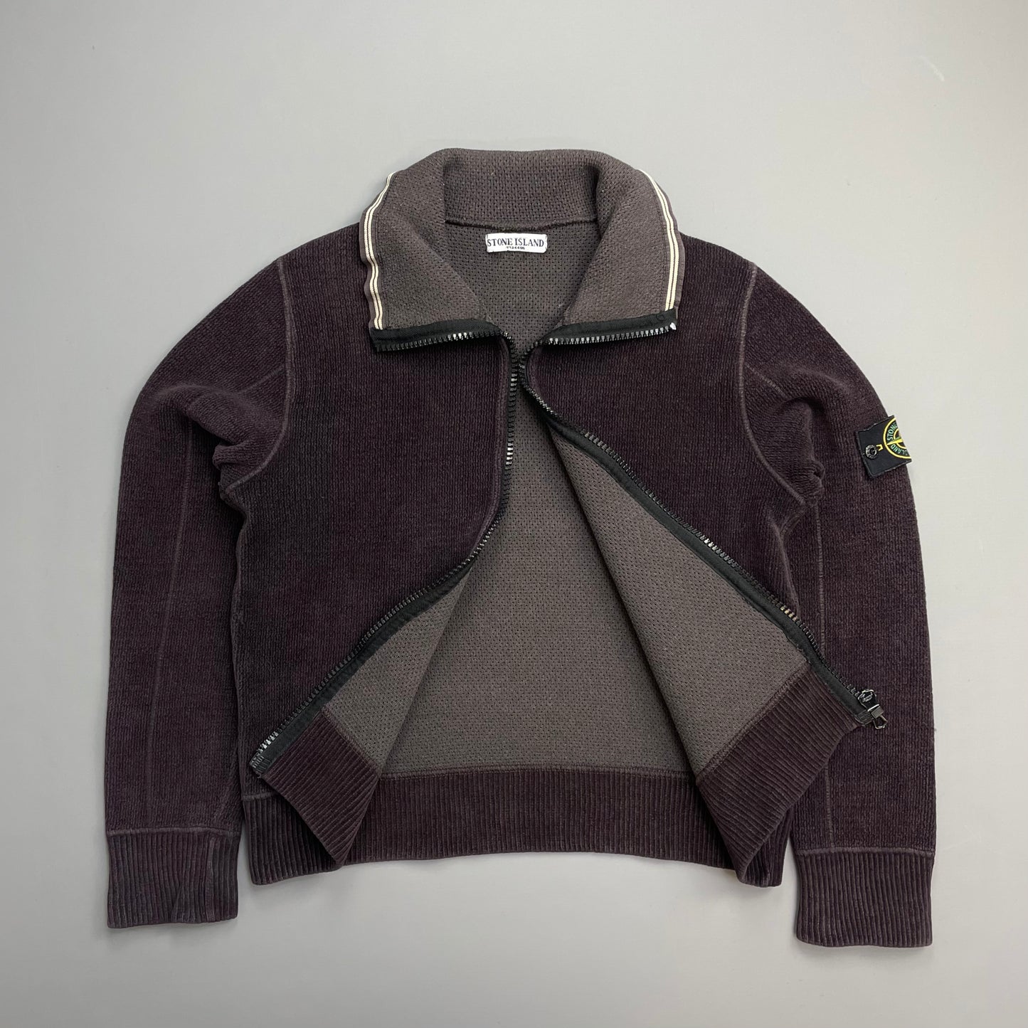 Stone Island Burgundy Brown AW07 Chenille Zip-Through Fleece Jacket