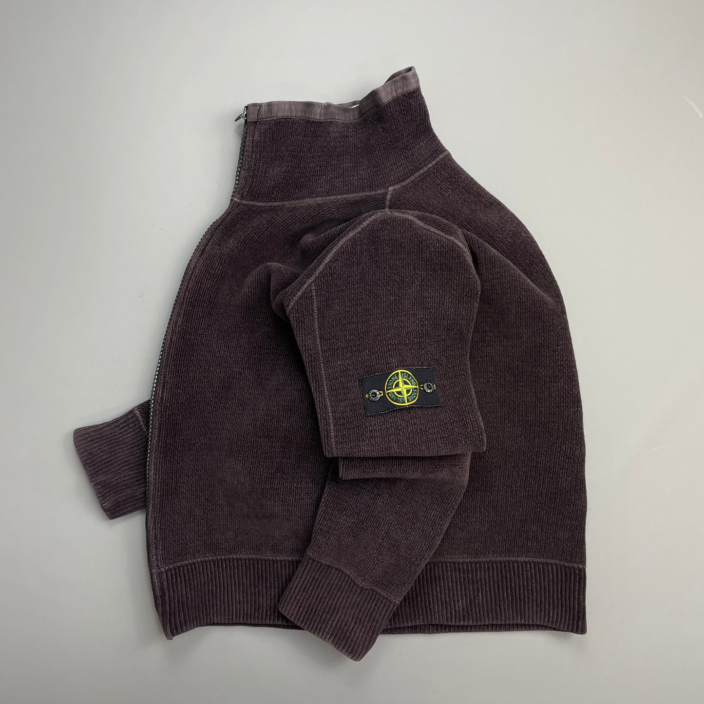 Stone Island Burgundy Brown AW07 Chenille Zip-Through Fleece Jacket