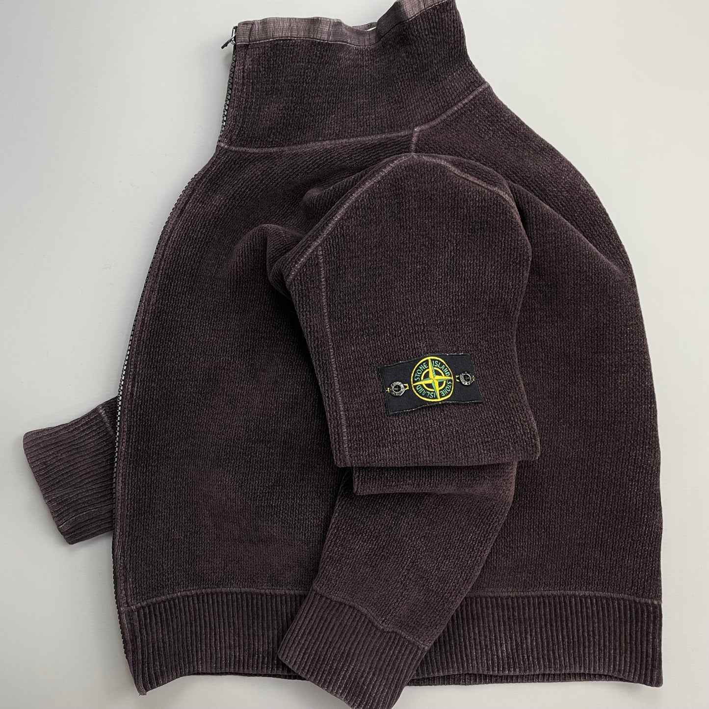 Stone Island Burgundy Brown AW07 Chenille Zip-Through Fleece Jacket
