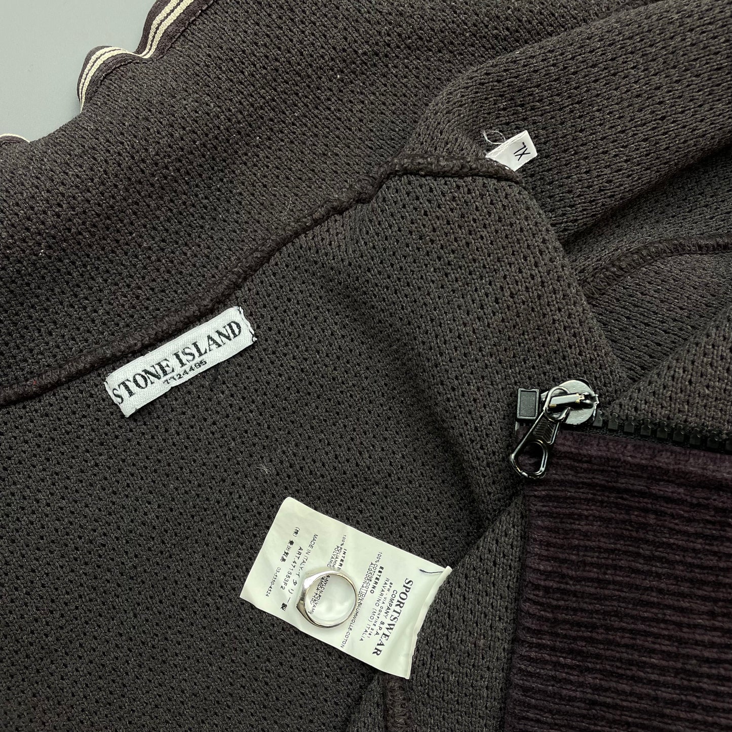Stone Island Burgundy Brown AW07 Chenille Zip-Through Fleece Jacket