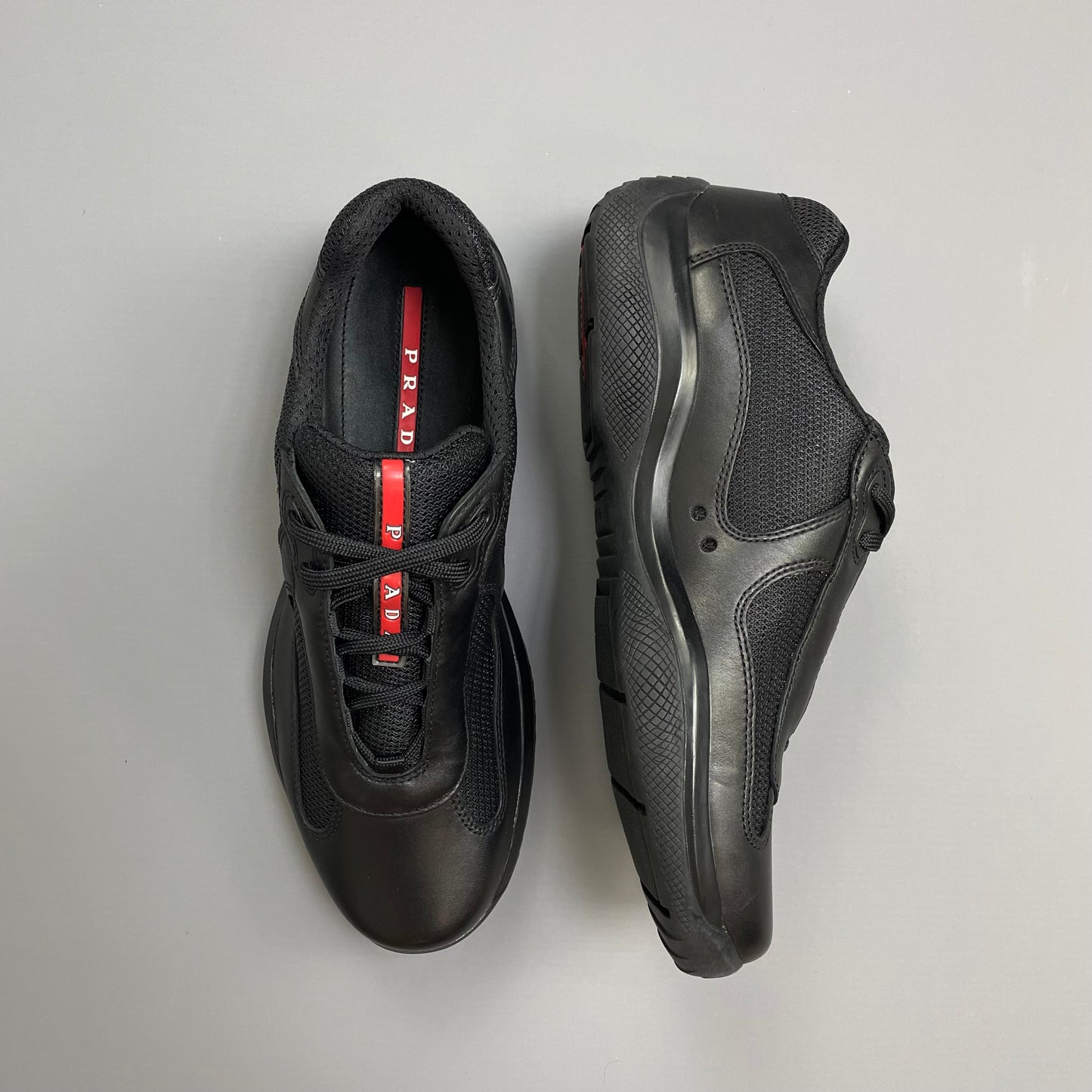Prada Sport Black 2009 Leather Americas Cup Trainers BNWT