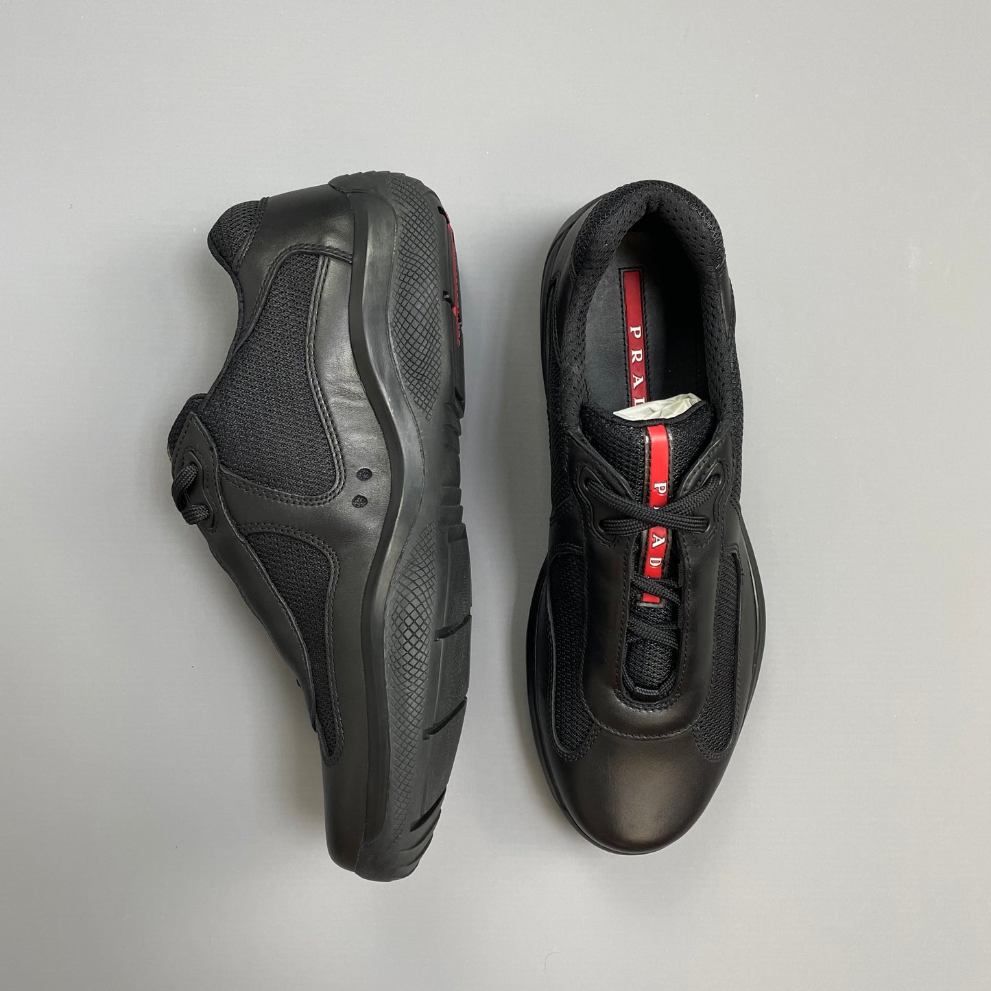 Prada Sport Black 2009 Leather Americas Cup Trainers BNWT