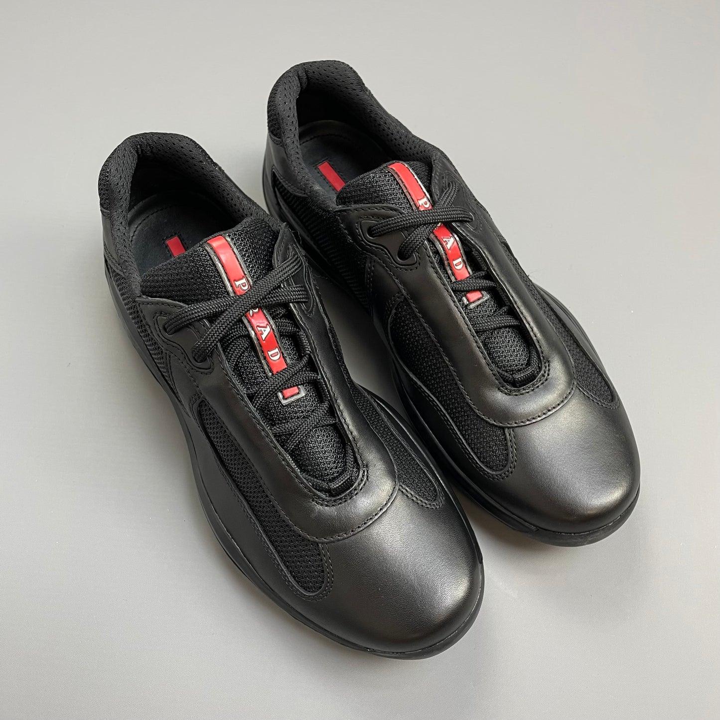 Prada Sport Black 2009 Leather Americas Cup Trainers BNWT