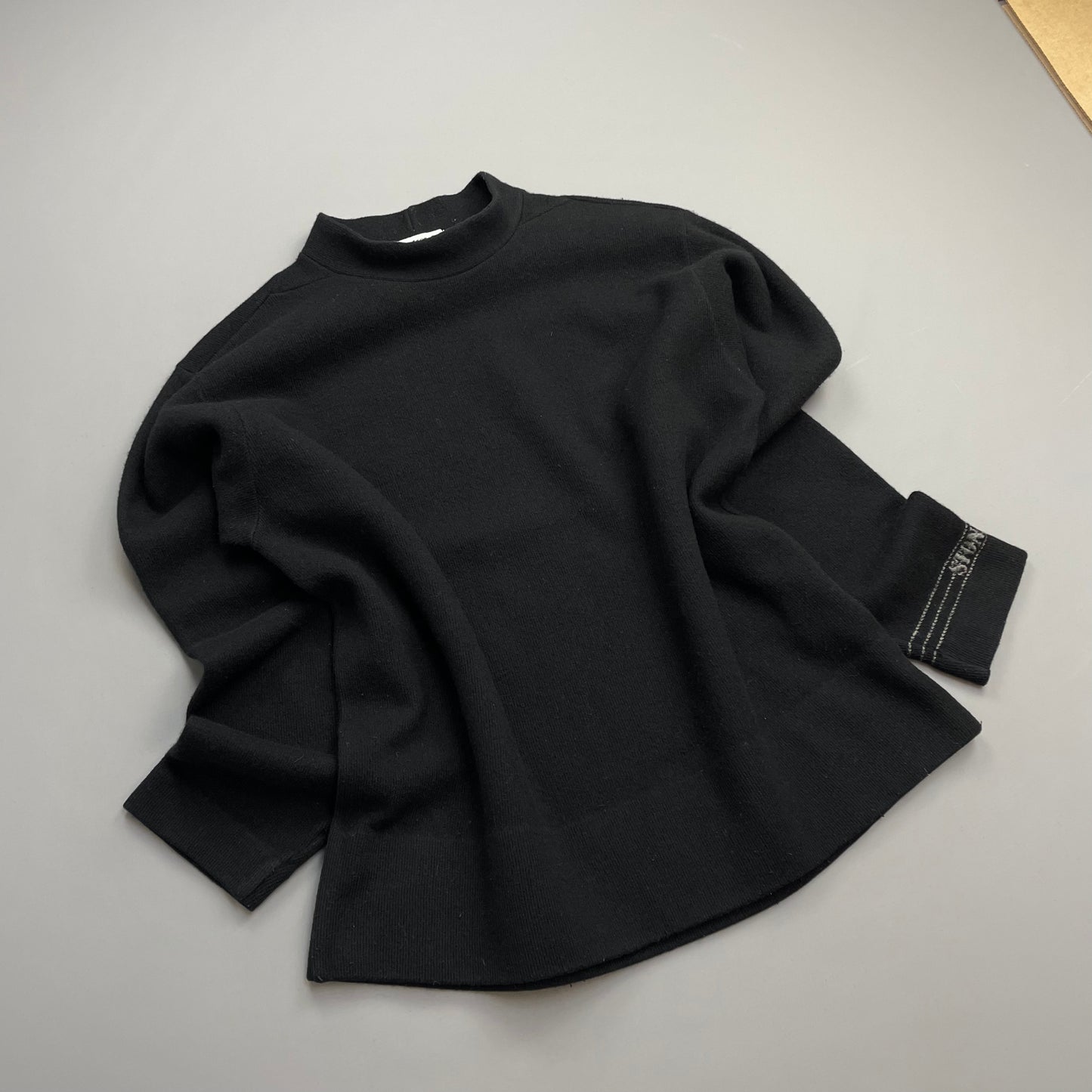 Stone Island Black AW97 Wool Blend Cuff Spellout Knit Jumper
