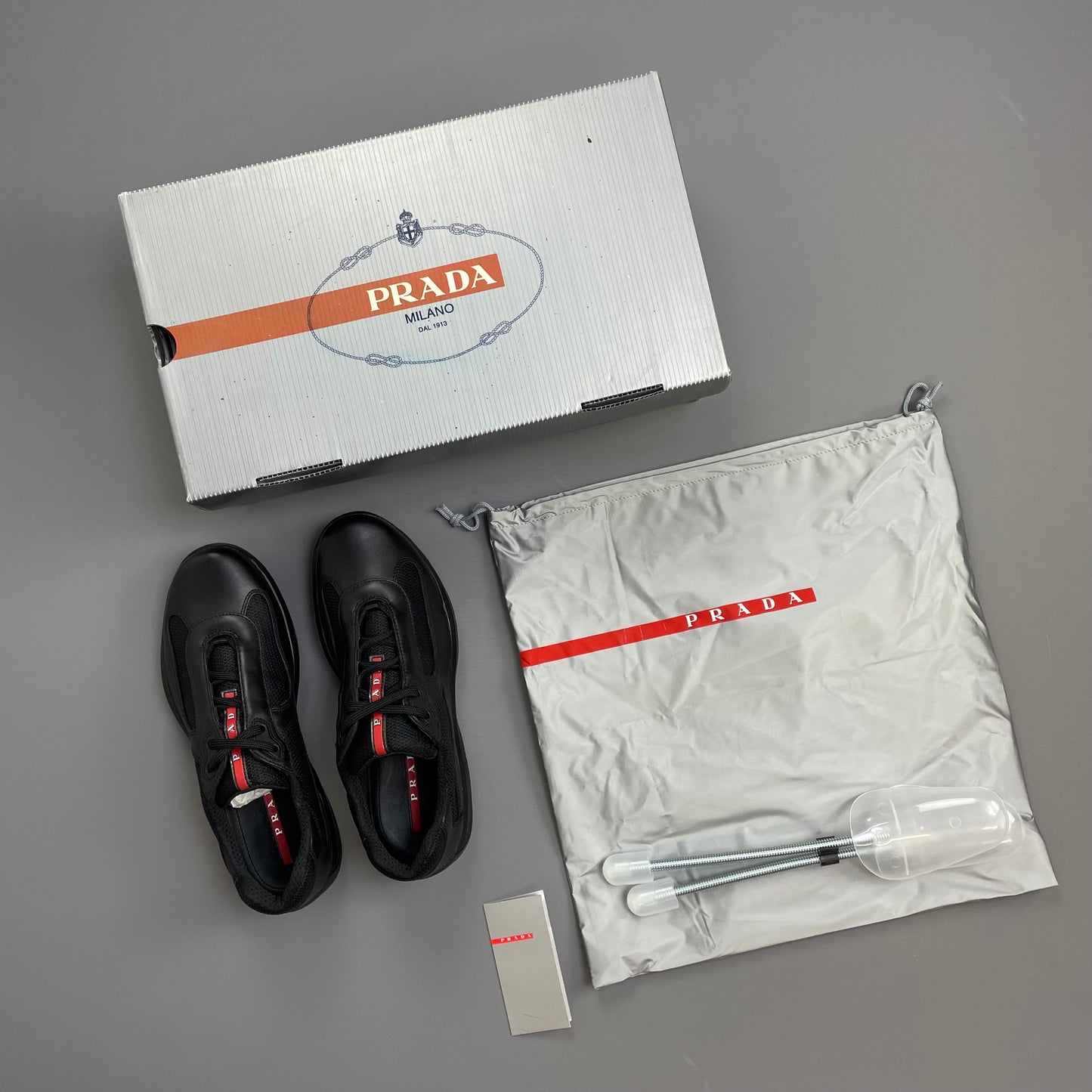 Prada Sport Black 2009 Leather Americas Cup Trainers BNWT