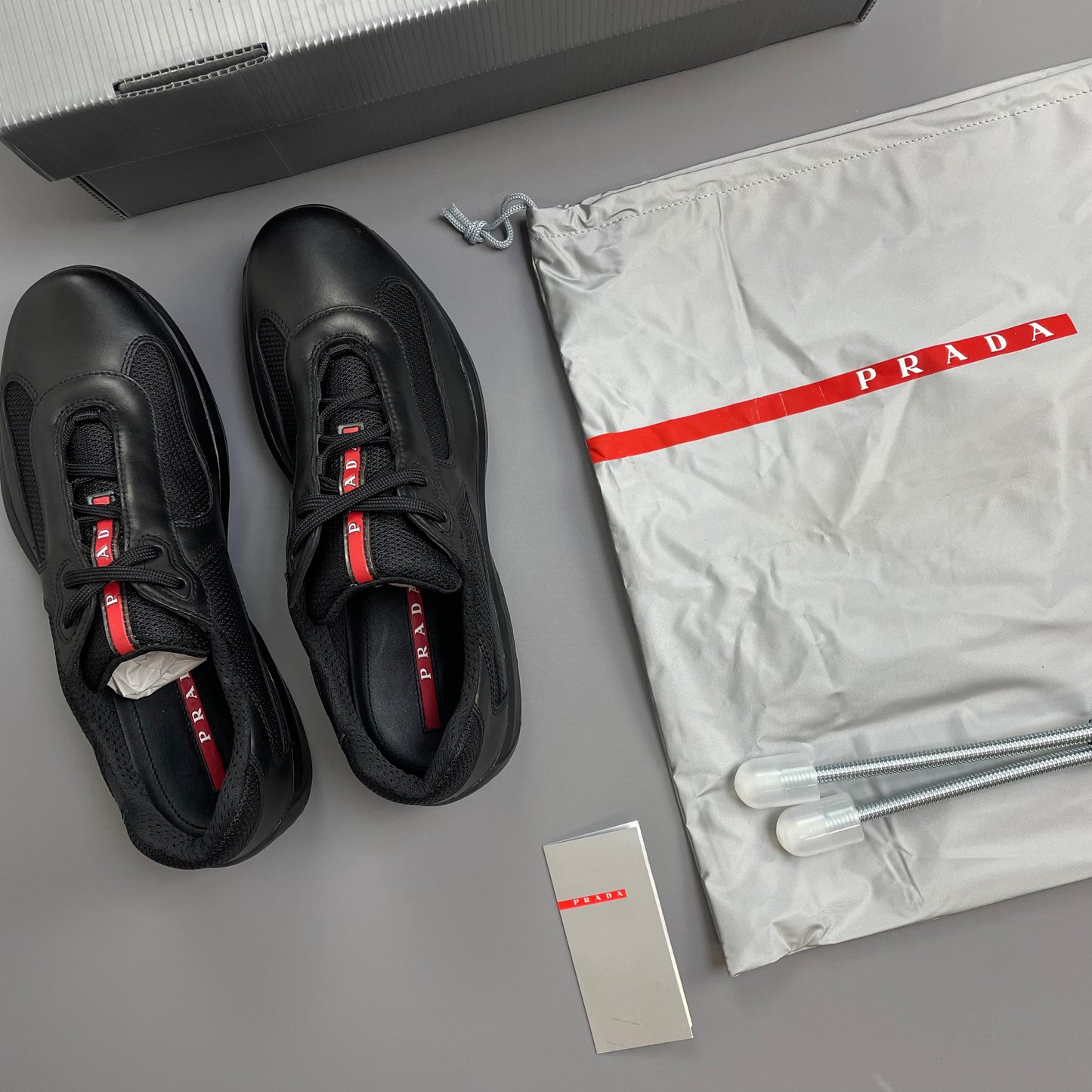 Prada Sport Black 2009 Leather Americas Cup Trainers BNWT