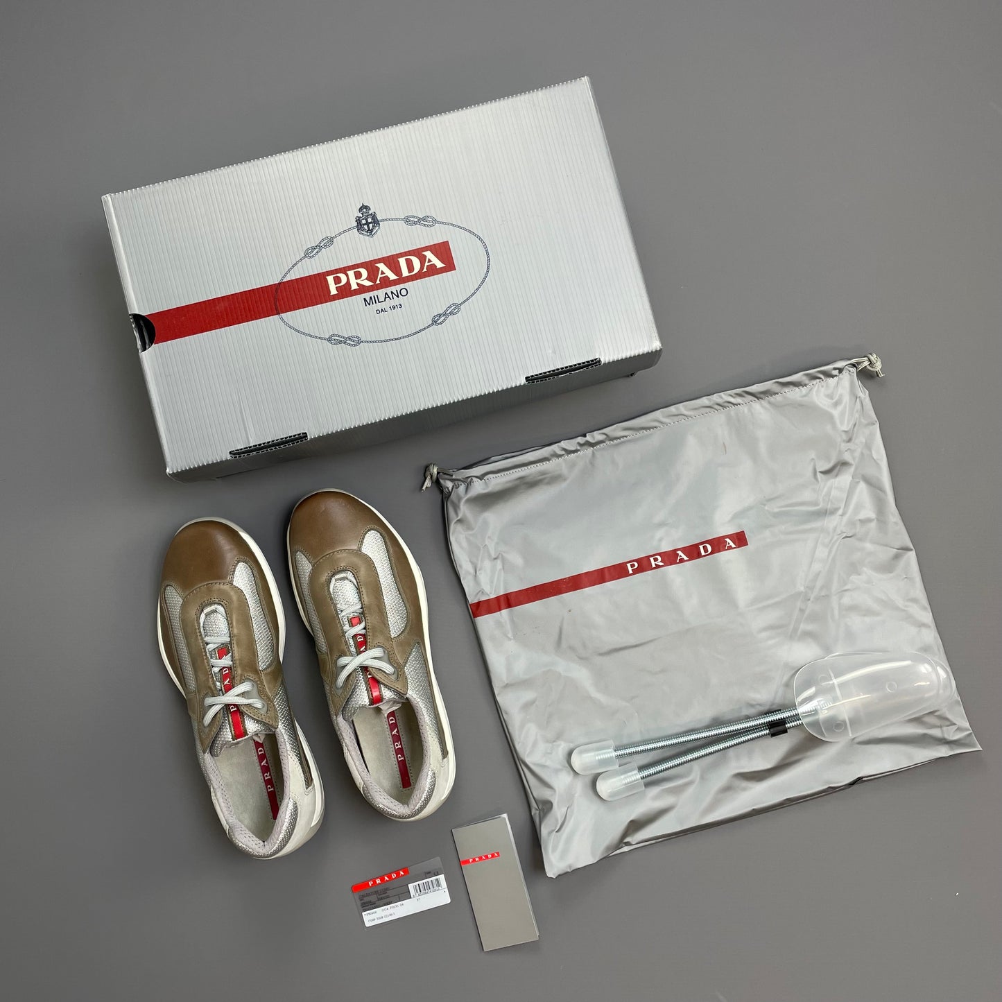 Prada Sport Brown 2008 Leather & Suede Americas Cup Trainers BNWT