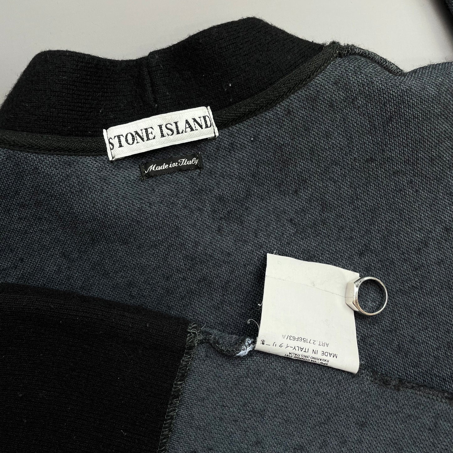 Stone Island Black AW97 Wool Blend Cuff Spellout Knit Jumper