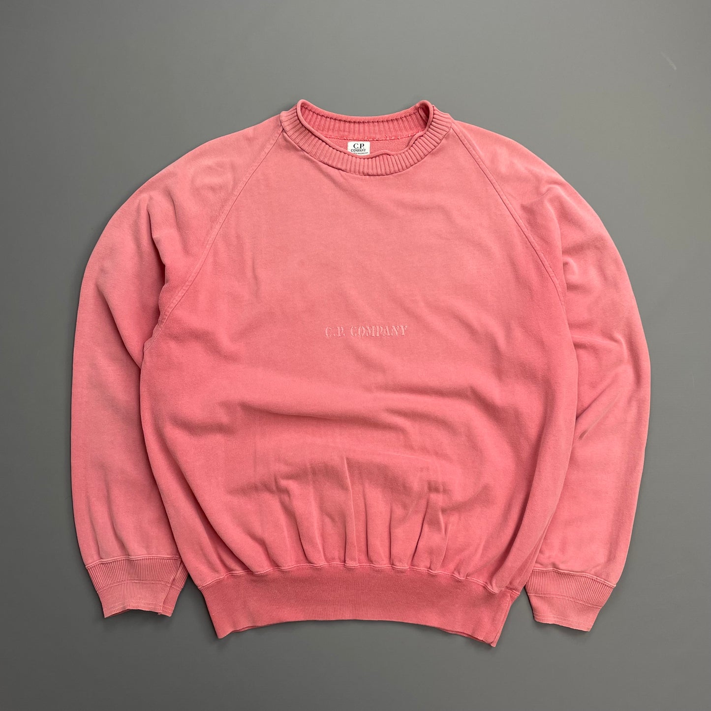 C.P. Company Pink 80s Ideas From Massimo Osti Centre-Chest Embroidered Spellout Oversized Jumper