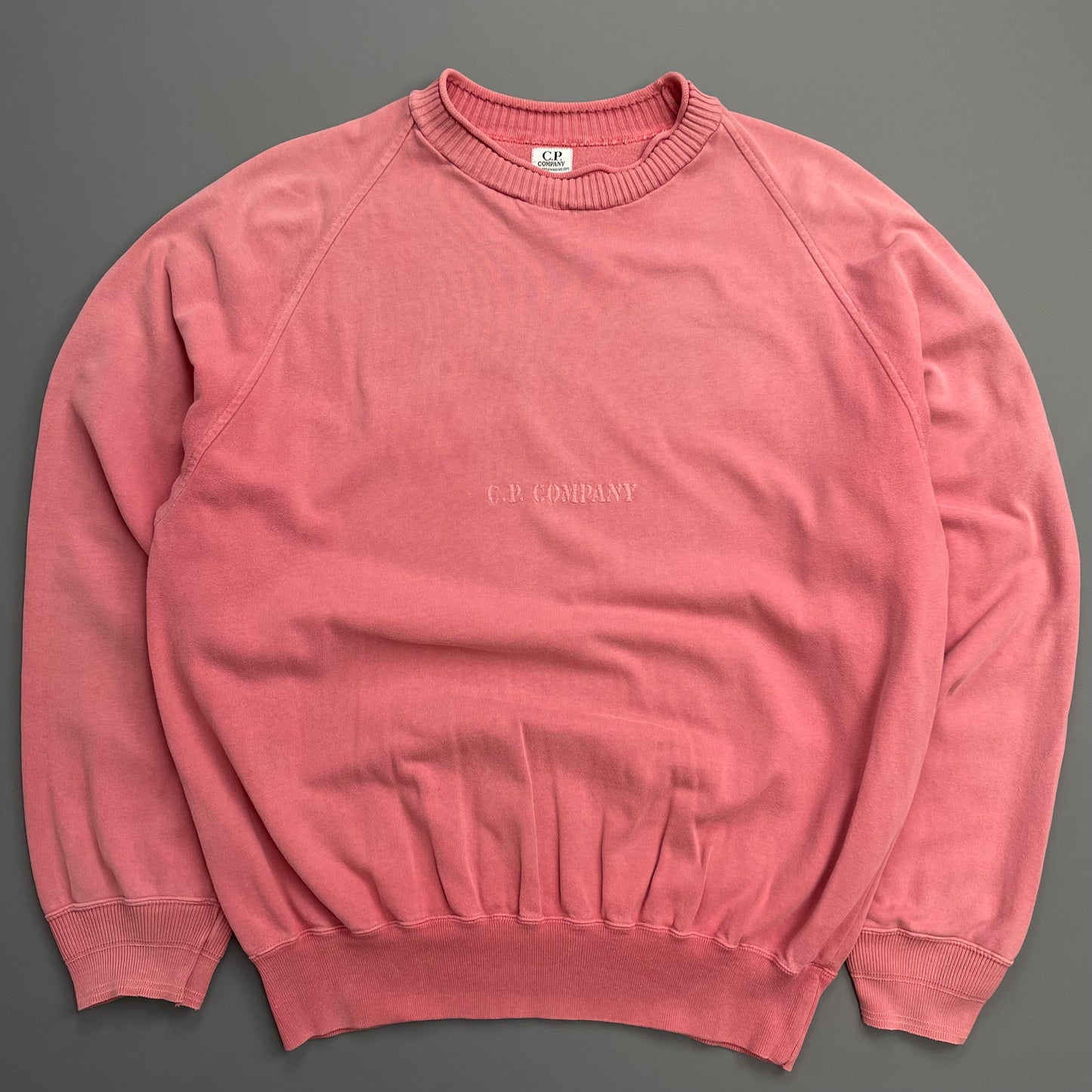 C.P. Company Pink 80s Ideas From Massimo Osti Centre-Chest Embroidered Spellout Oversized Jumper