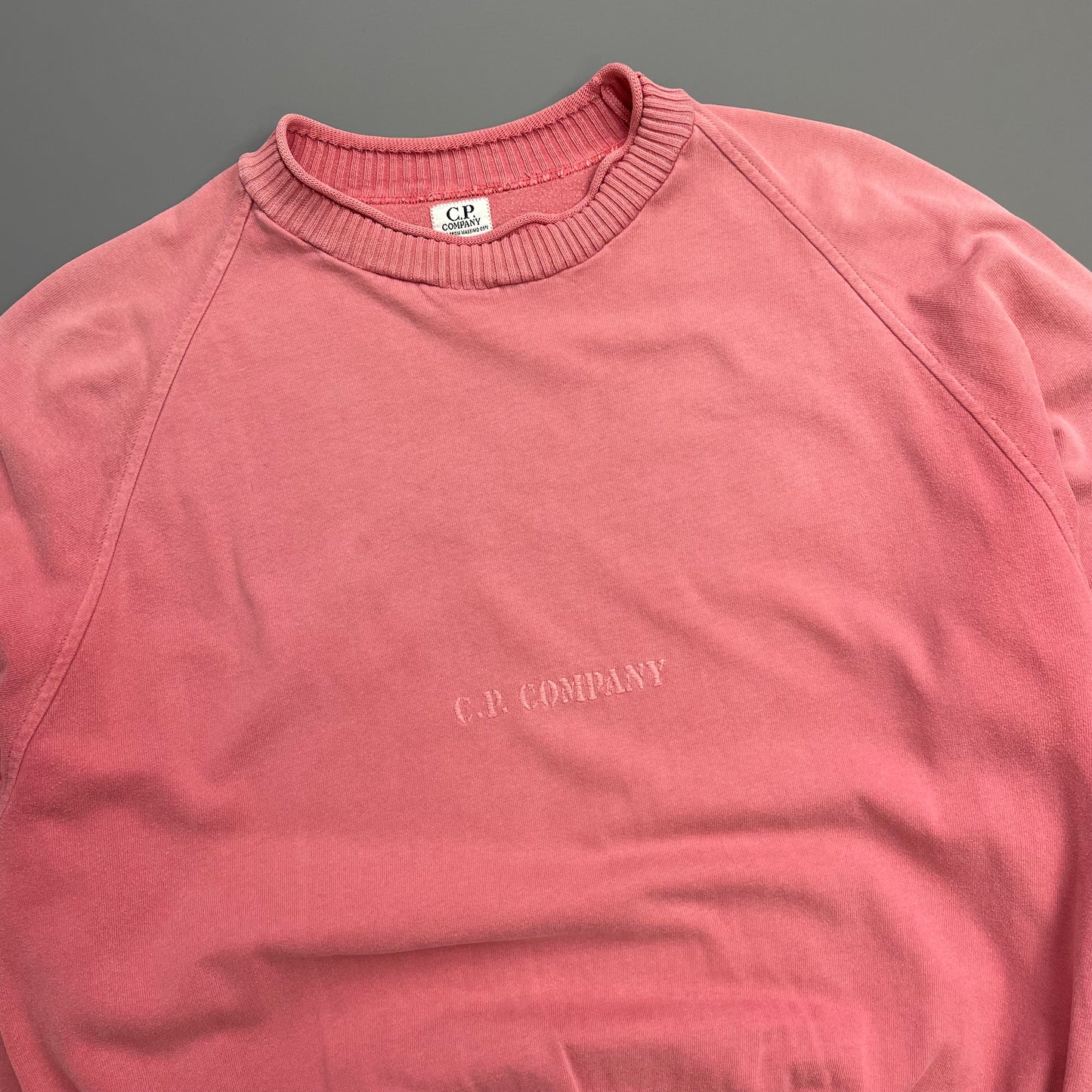 C.P. Company Pink 80s Ideas From Massimo Osti Centre-Chest Embroidered Spellout Oversized Jumper