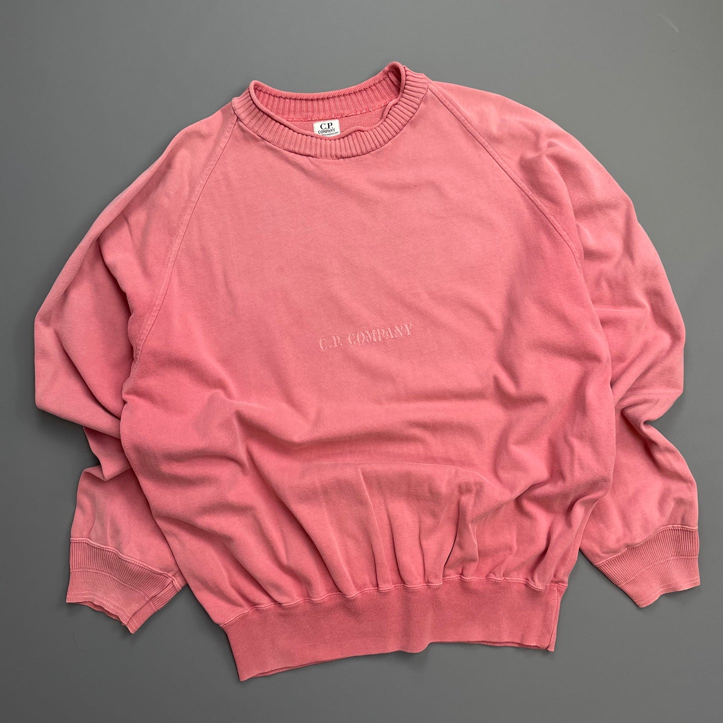 C.P. Company Pink 80s Ideas From Massimo Osti Centre-Chest Embroidered Spellout Oversized Jumper