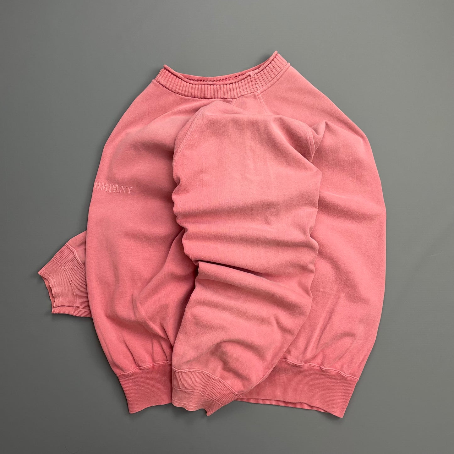C.P. Company Pink 80s Ideas From Massimo Osti Centre-Chest Embroidered Spellout Oversized Jumper
