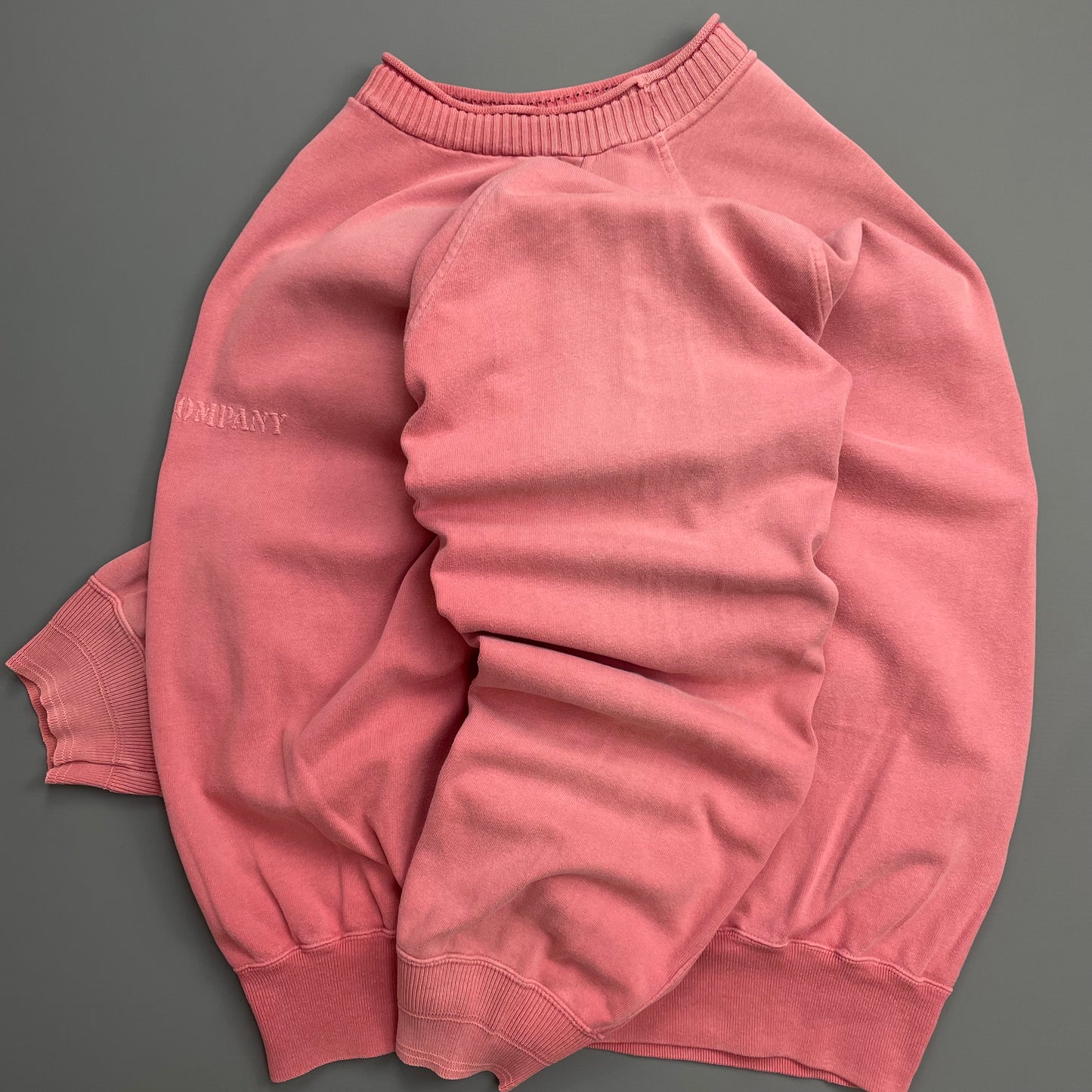 C.P. Company Pink 80s Ideas From Massimo Osti Centre-Chest Embroidered Spellout Oversized Jumper