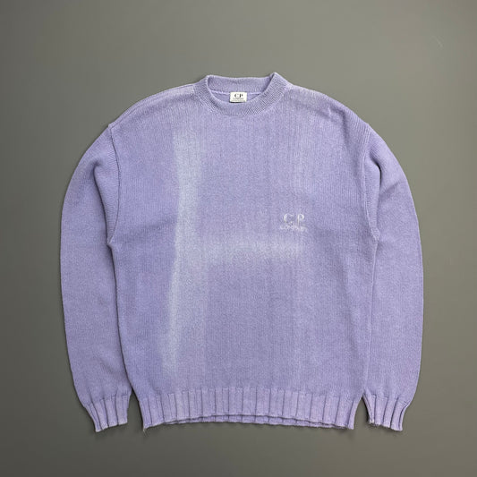 C.P.Company Purple 80s Ideas From Massimo Osti Chest Spellout Knit Crewneck Jumper