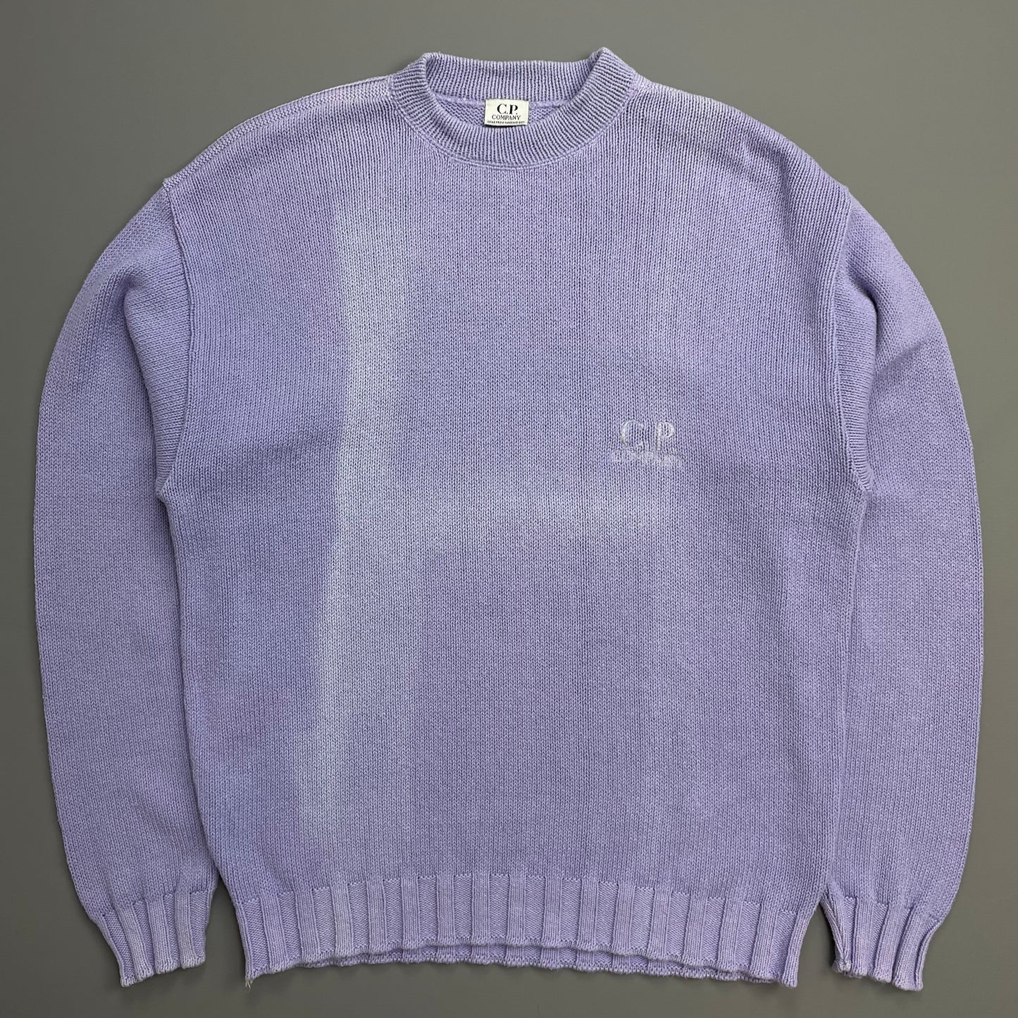 C.P.Company Purple 80s Ideas From Massimo Osti Chest Spellout Knit Crewneck Jumper