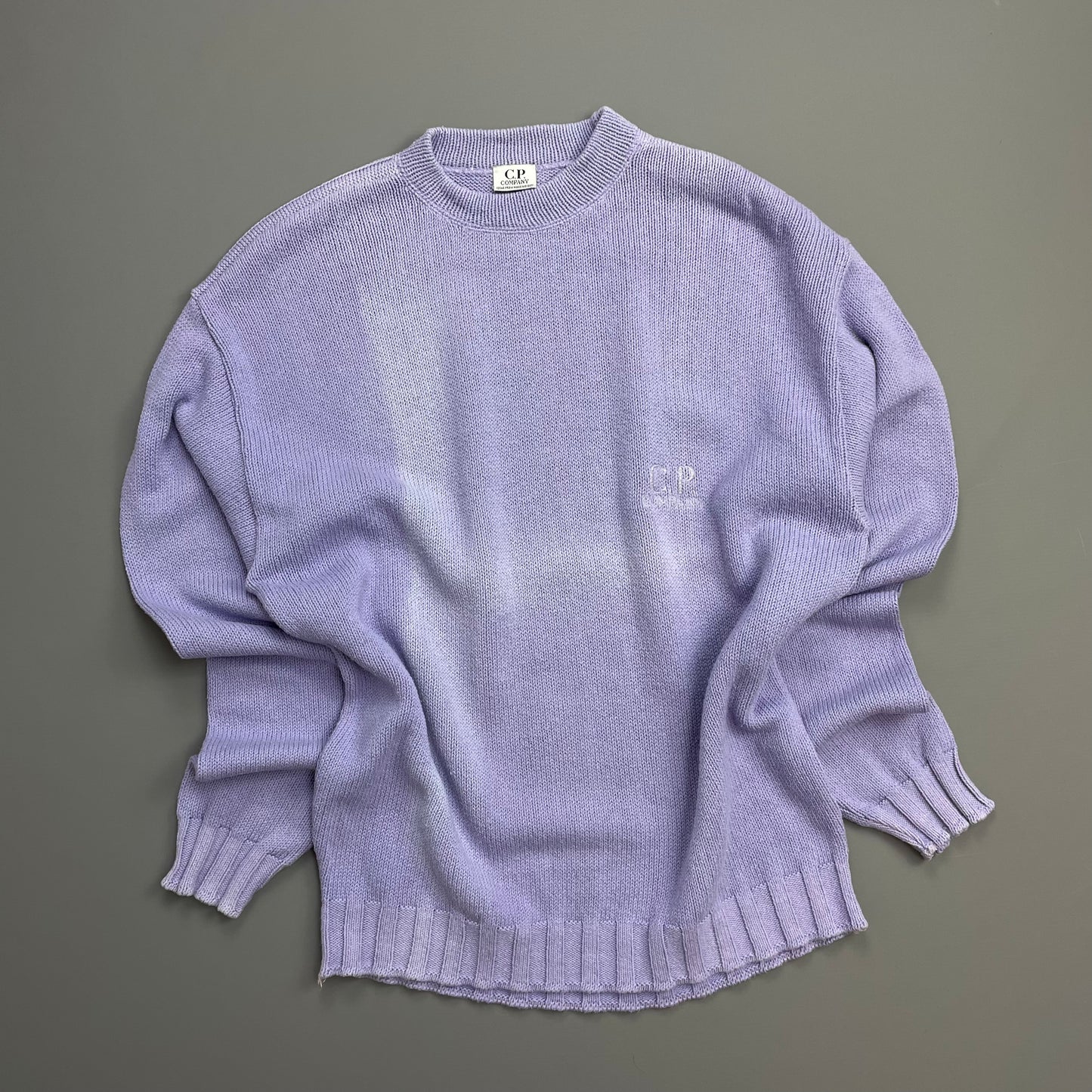 C.P.Company Purple 80s Ideas From Massimo Osti Chest Spellout Knit Crewneck Jumper