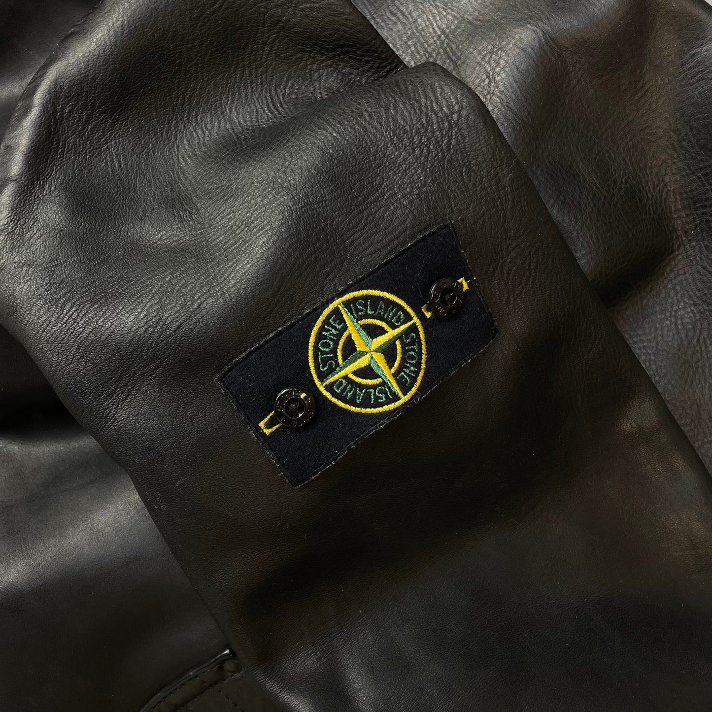 Stone Island AW07 Hooded Black Leather Jacket
