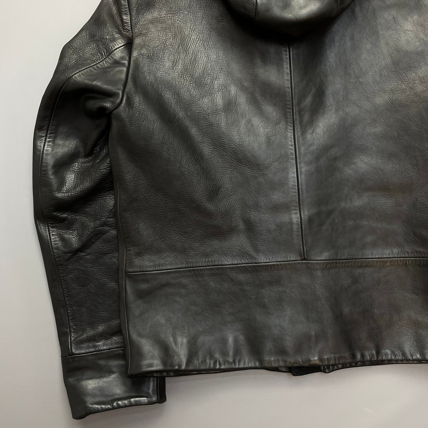 Stone Island AW07 Hooded Black Leather Jacket