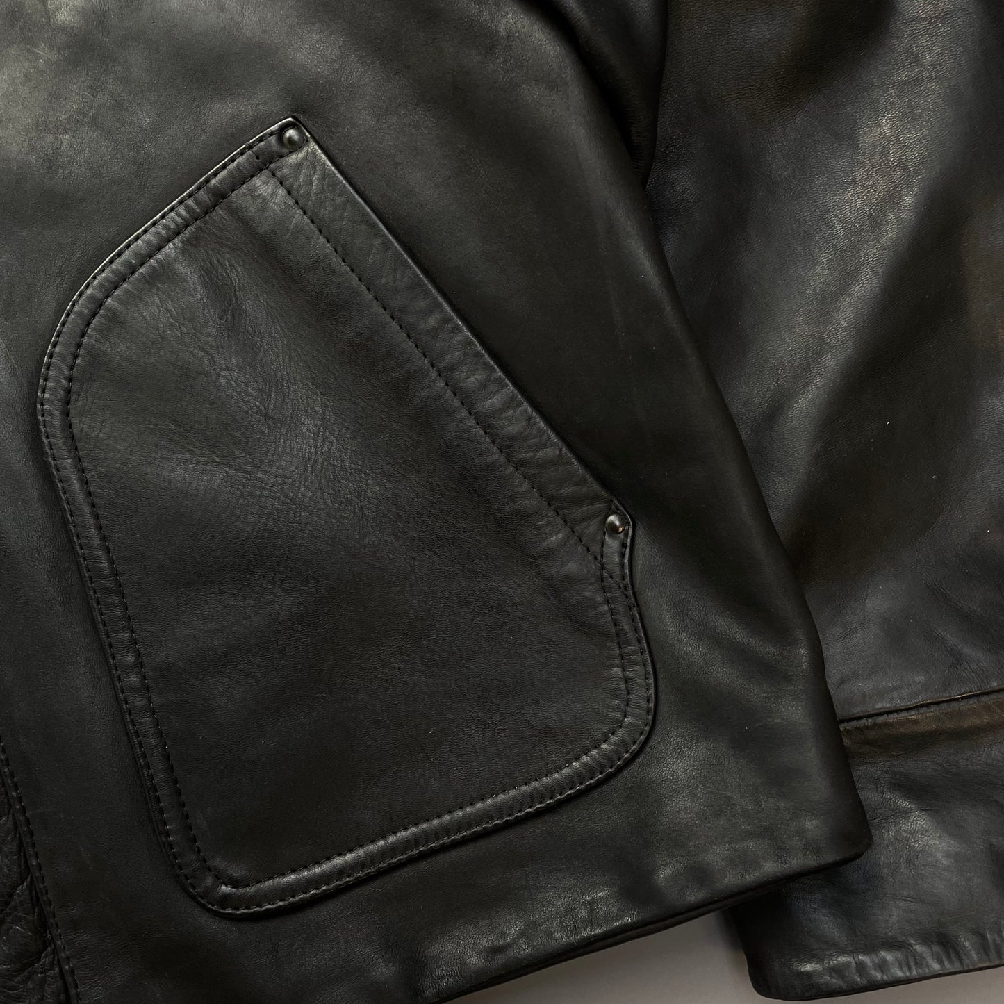 Stone Island AW07 Hooded Black Leather Jacket
