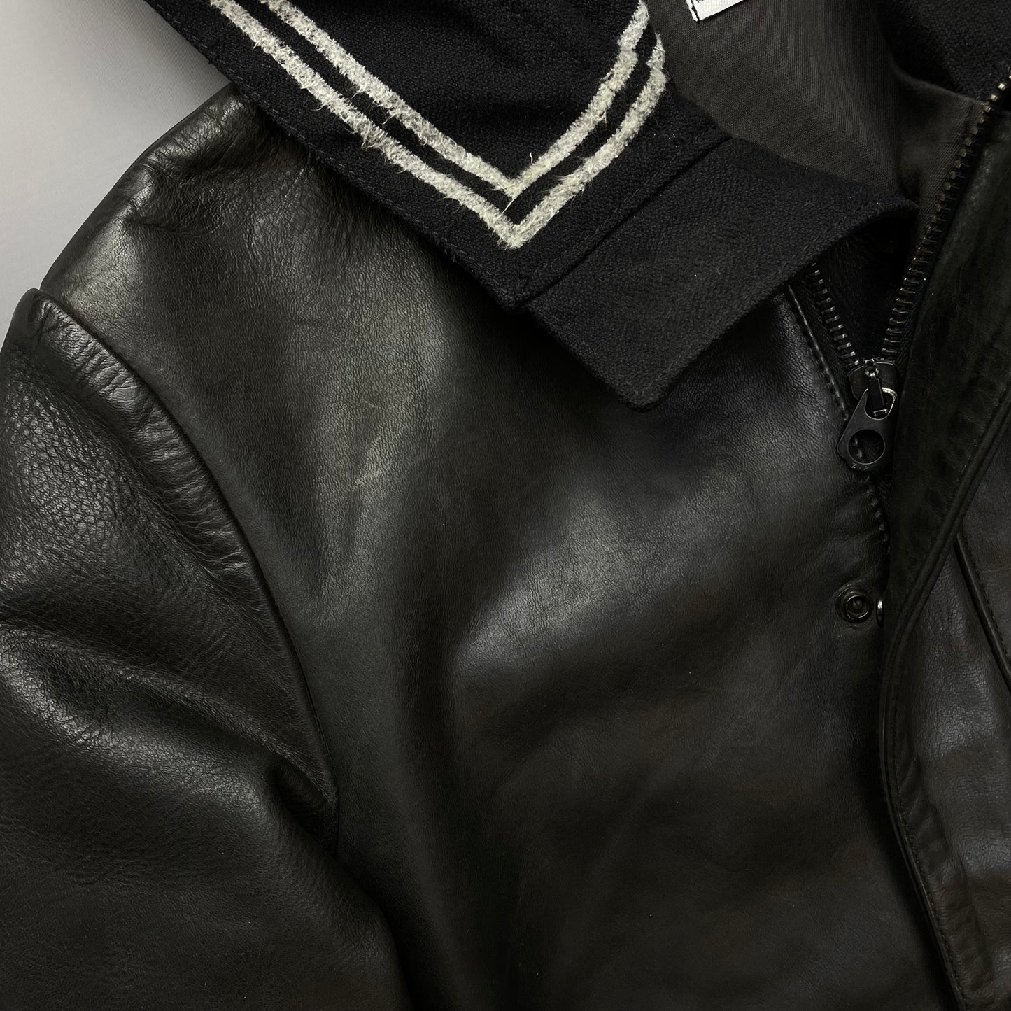 Stone Island AW07 Hooded Black Leather Jacket