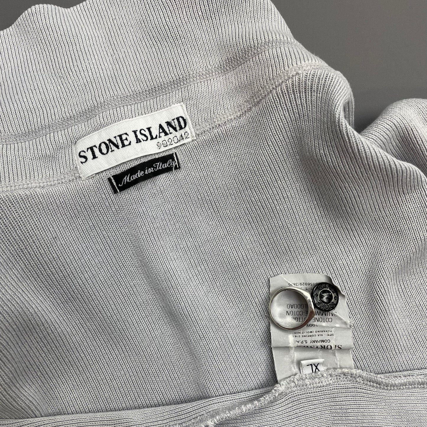 Stone Island Light Blue SS03 Button-Up Collar Fine-Rib Lightweight Jumper