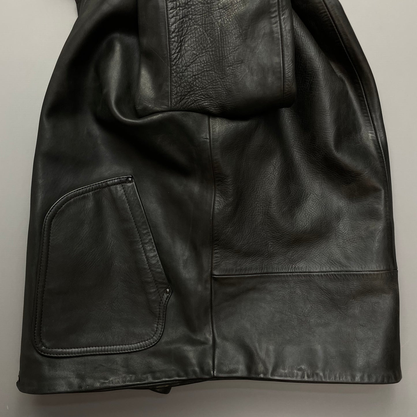 Stone Island AW07 Hooded Black Leather Jacket