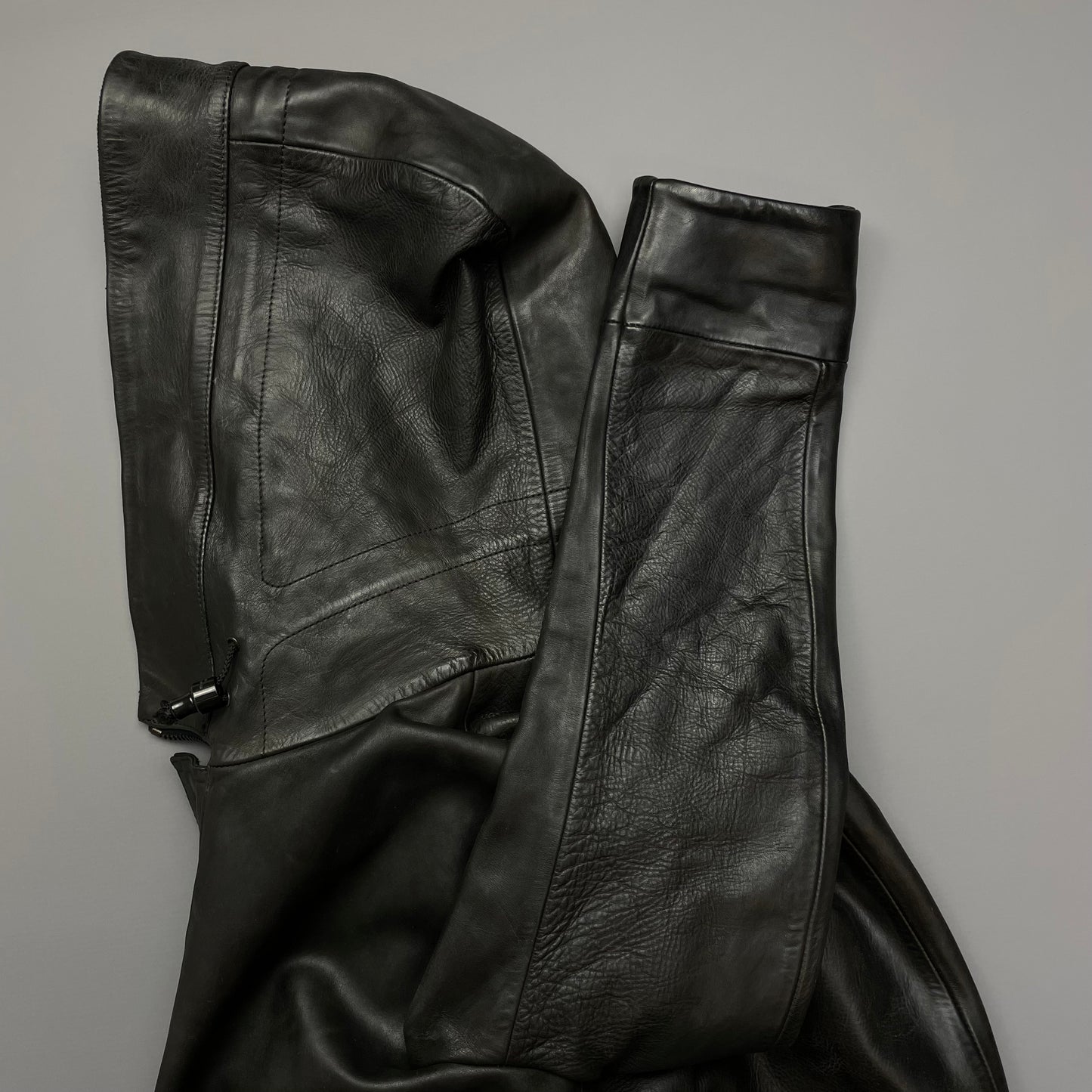 Stone Island AW07 Hooded Black Leather Jacket