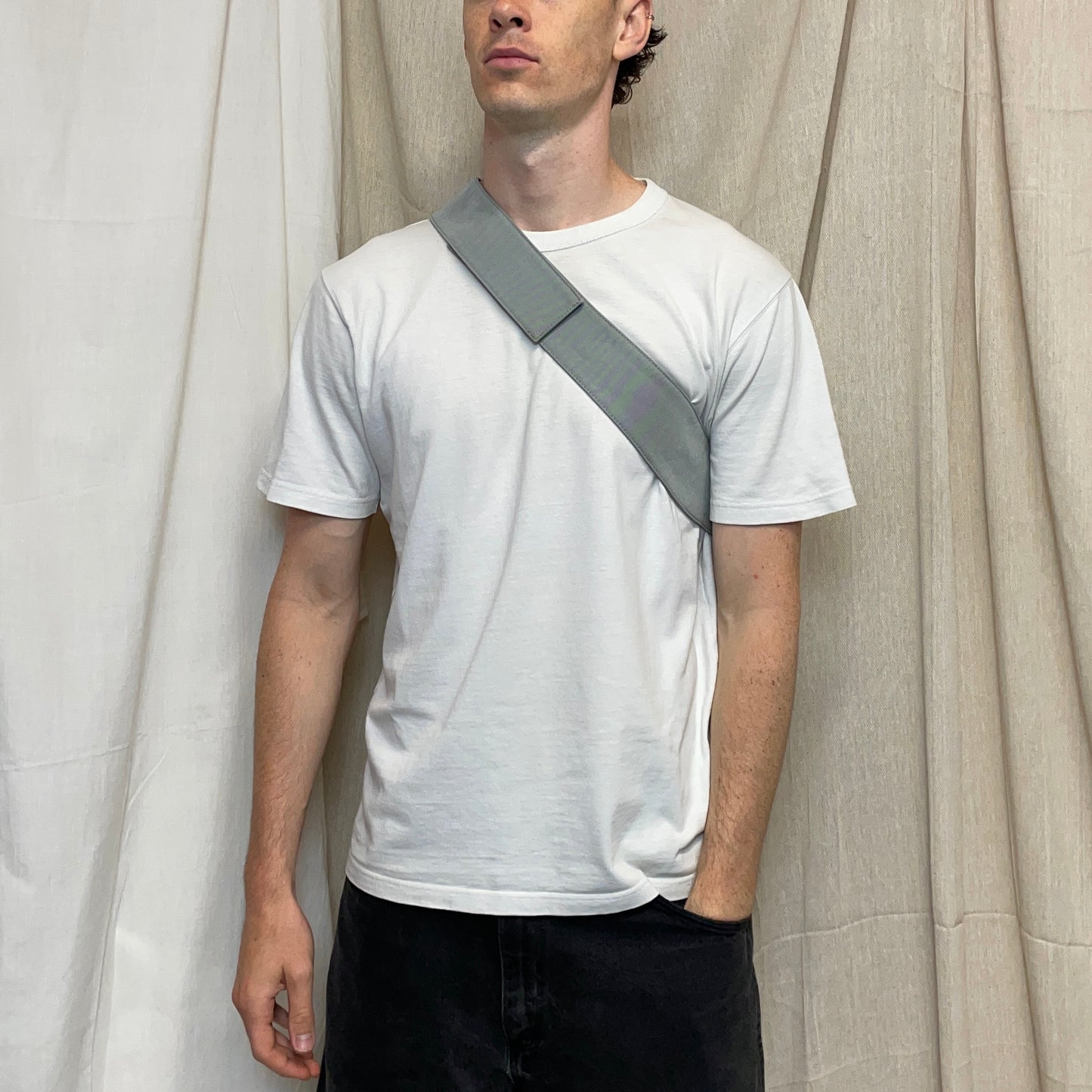 Prada Sport Grey 1999 Nylon Mesh Sling Crossbody Bag