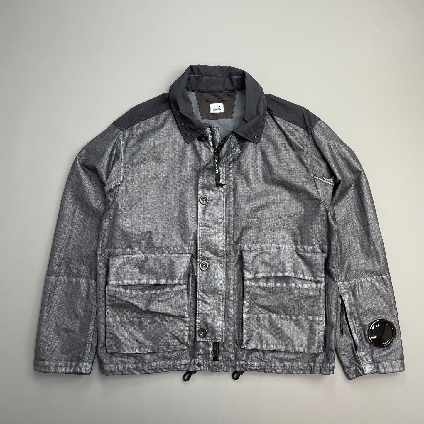 C.P. Company SS25 Oceana Blue Grey Rafia Mille Nylon Goggle Watchviewer Jacket