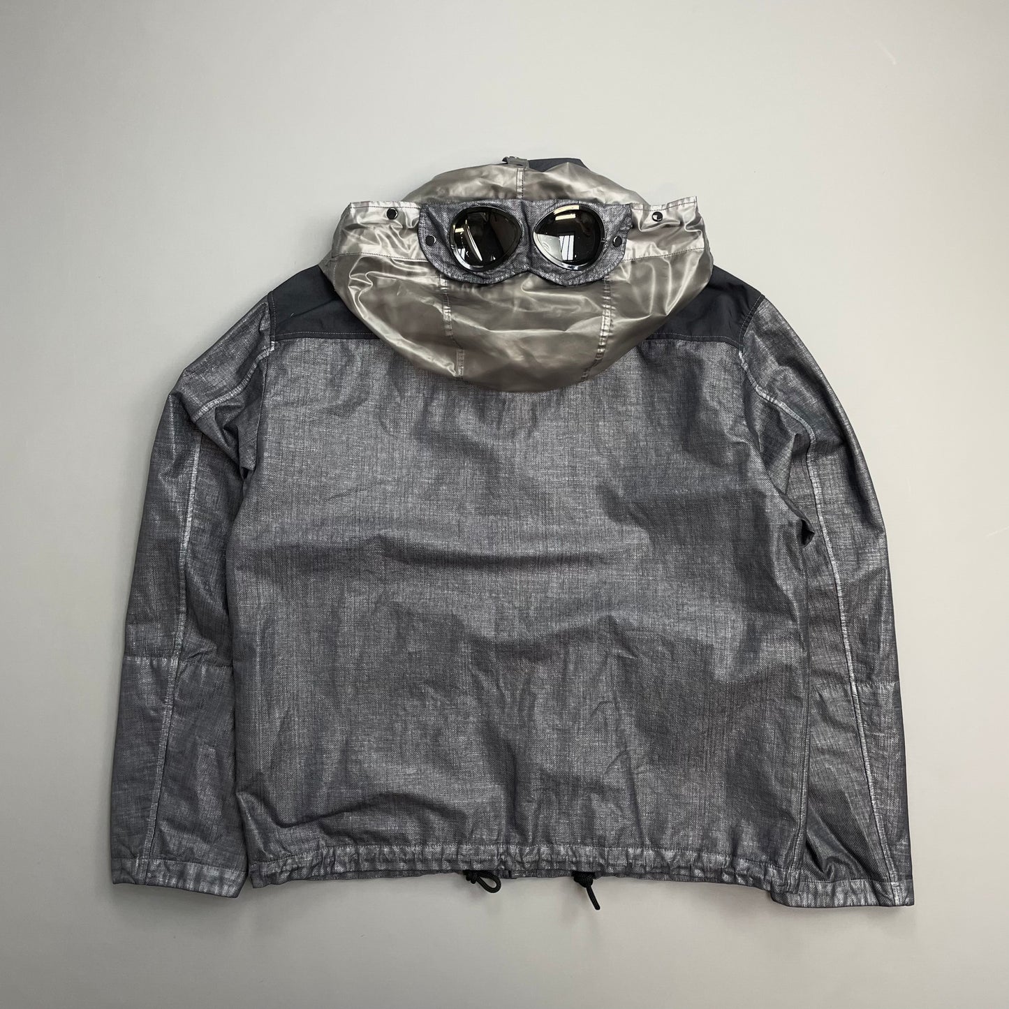 C.P. Company SS25 Oceana Blue Grey Rafia Mille Nylon Goggle Watchviewer Jacket