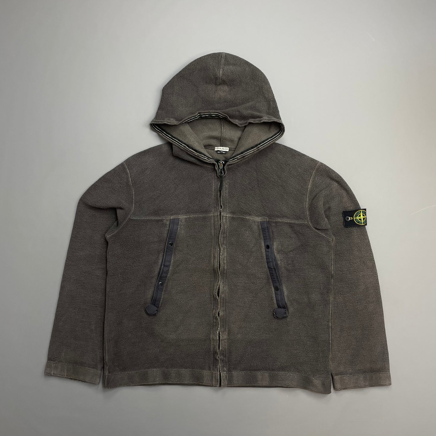 Stone Island Brown AW03 Zip-Through Fleece Hooded Jacket