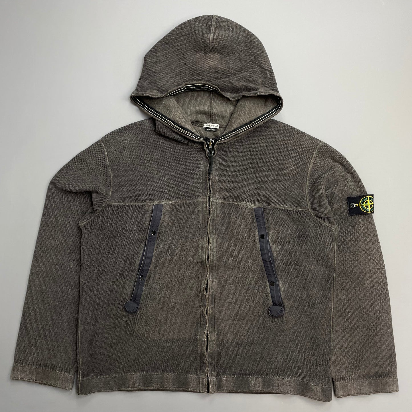 Stone Island Brown AW03 Zip-Through Fleece Hooded Jacket