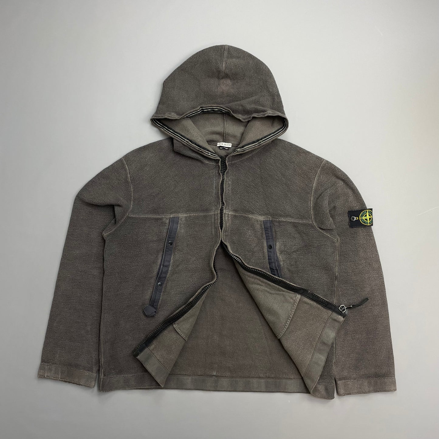 Stone Island Brown AW03 Zip-Through Fleece Hooded Jacket