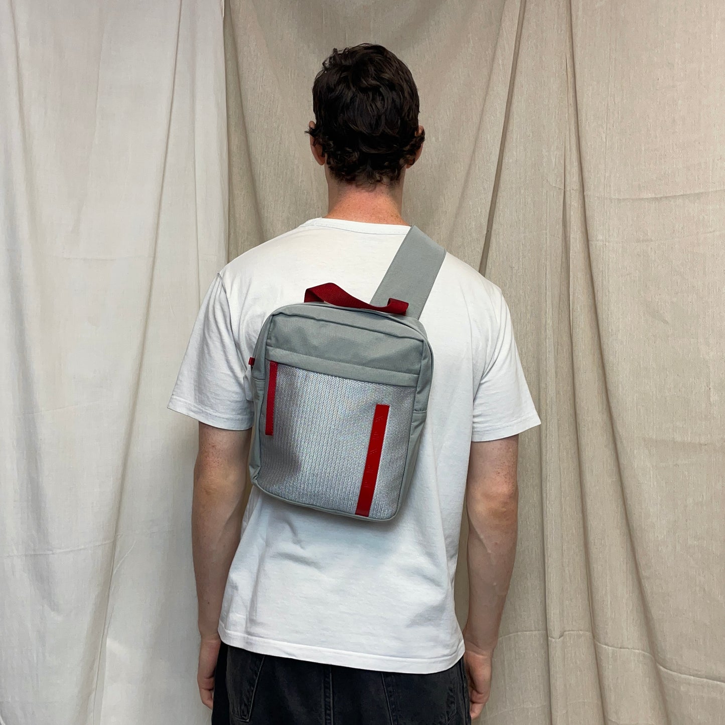 Prada Sport Grey 1999 Nylon Mesh Sling Crossbody Bag