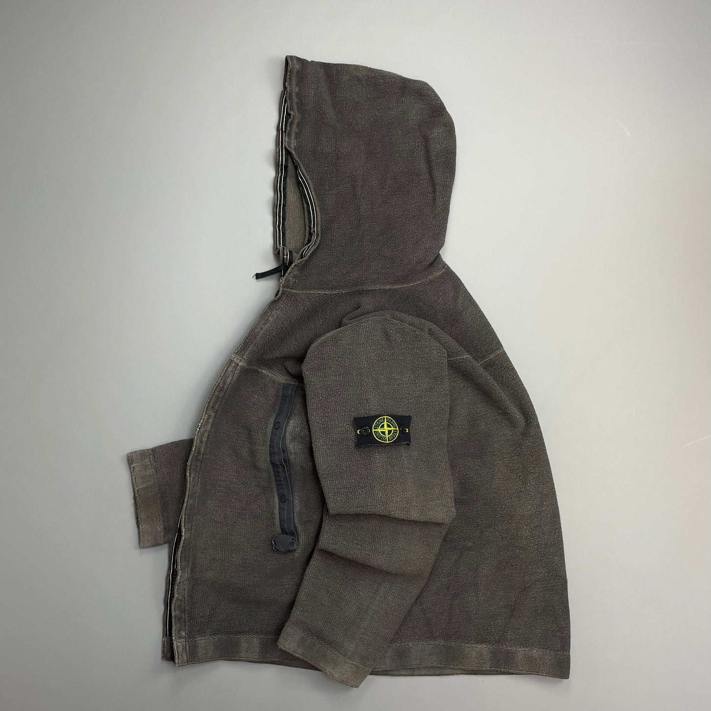 Stone Island Brown AW03 Zip-Through Fleece Hooded Jacket