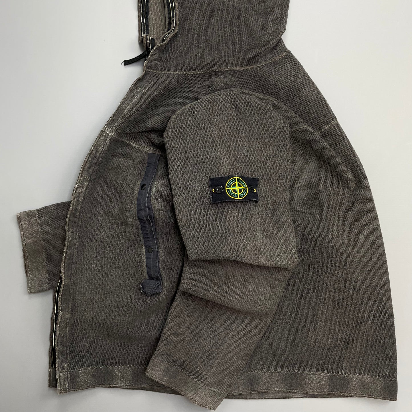 Stone Island Brown AW03 Zip-Through Fleece Hooded Jacket