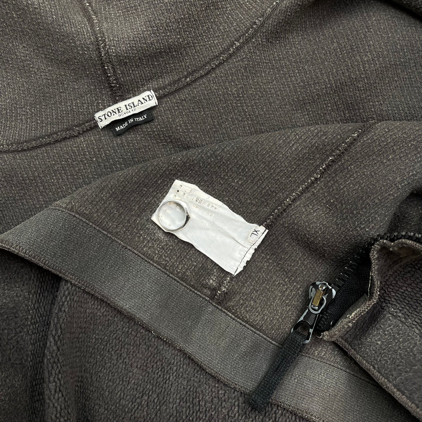 Stone Island Brown AW03 Zip-Through Fleece Hooded Jacket