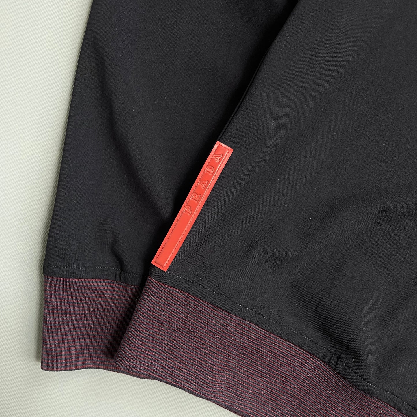 Prada Sport Navy 00s Nylon Burgundy Stripe-Detailed Track Jacket