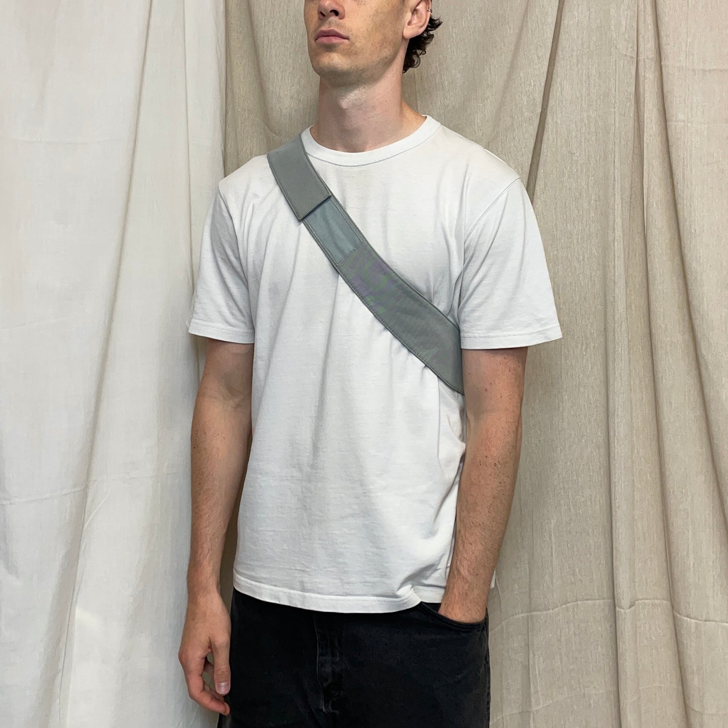 Prada Sport Grey 1999 Nylon Mesh Sling Crossbody Bag