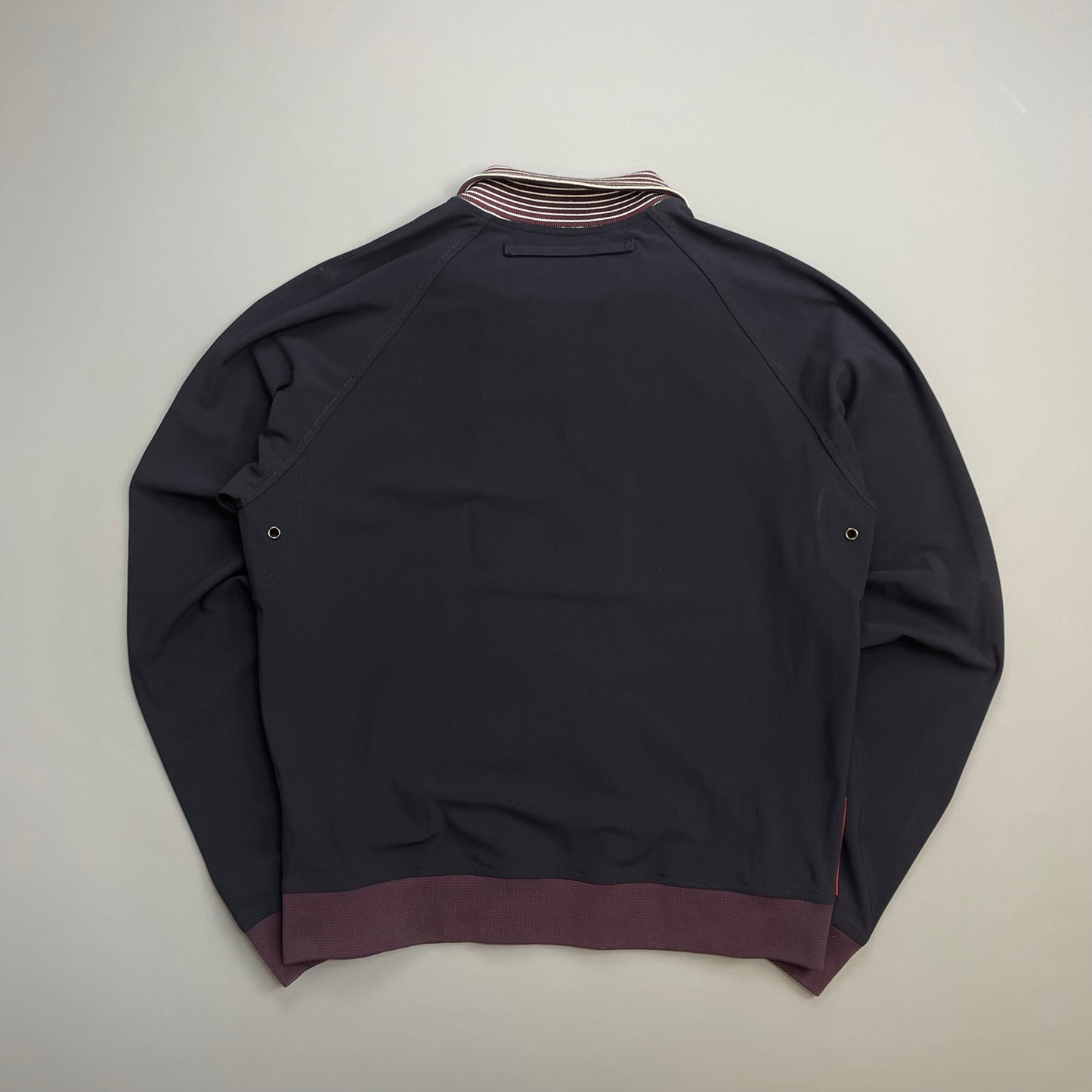 Prada Sport Navy 00s Nylon Burgundy Stripe-Detailed Track Jacket