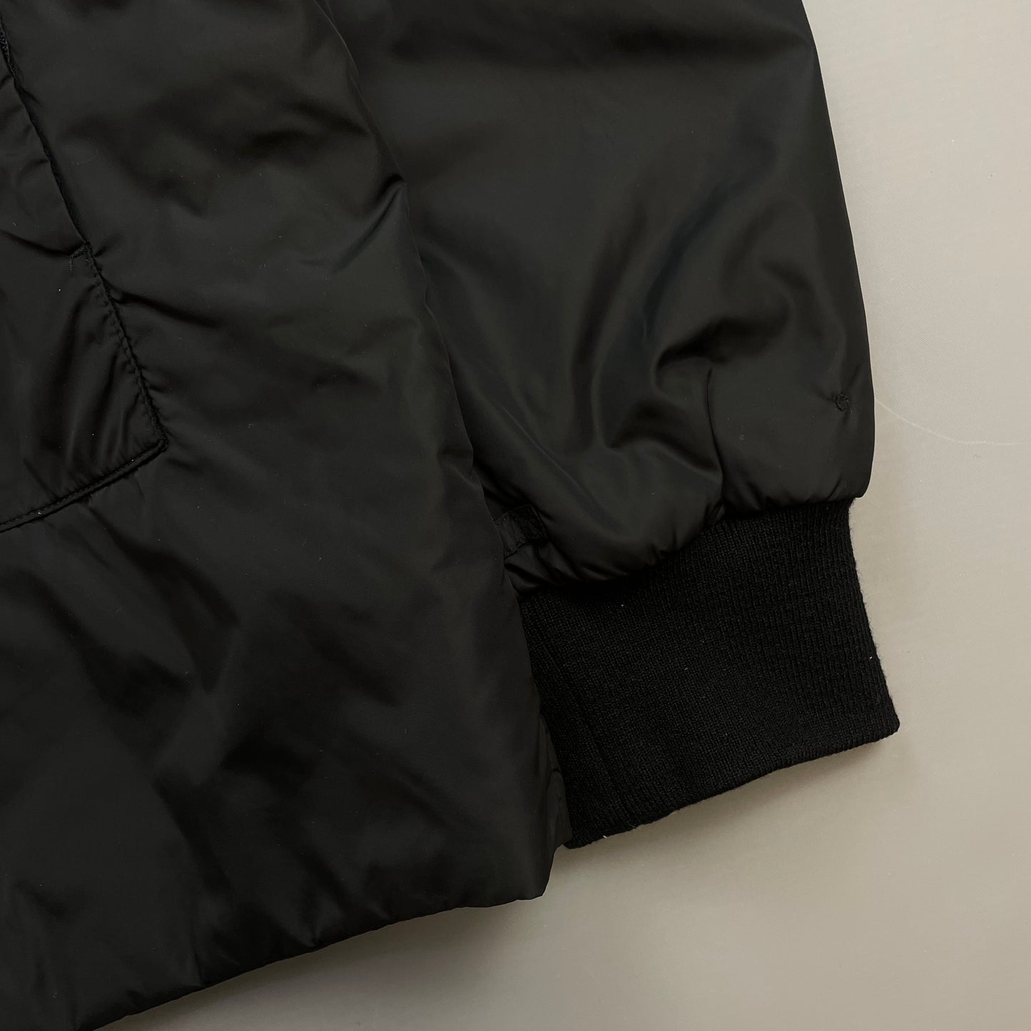 Prada Sport Black 00s Wool-Trimmed Nylon Padded Harrington Bomber Liner Jacket