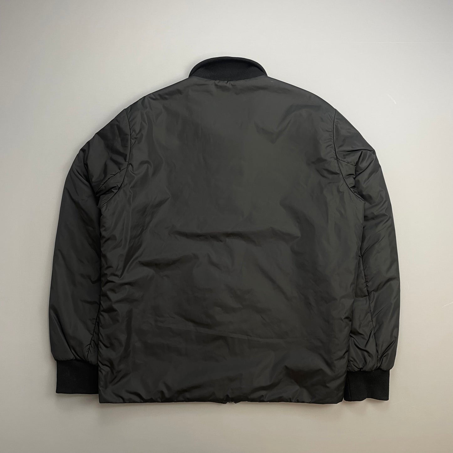 Prada Sport Black 00s Wool-Trimmed Nylon Padded Harrington Bomber Liner Jacket
