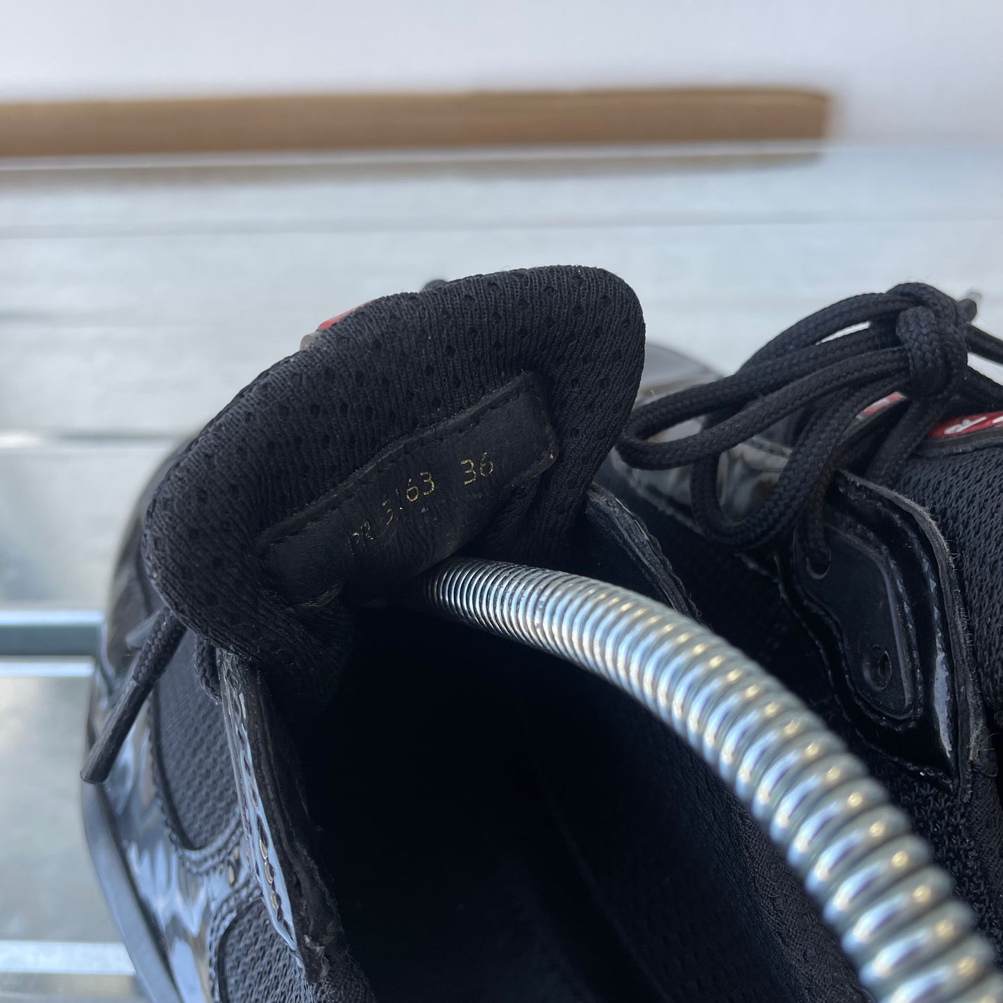 Prada Sport Black Patent Leather Americas Cup Trainers