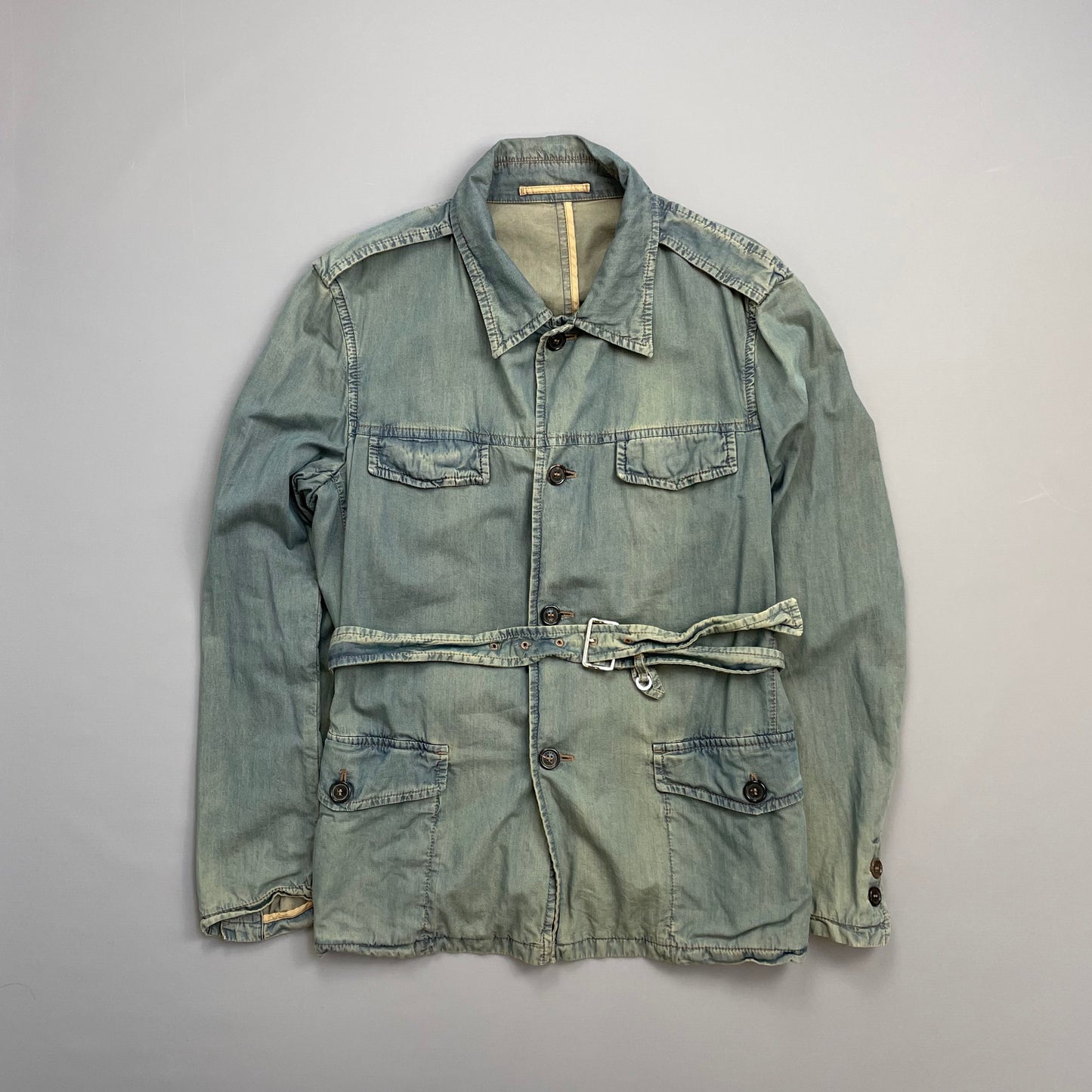 Prada Milano Blue Cotton Tailored Belt-Strap Chore Jacket
