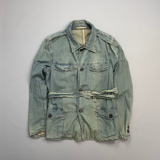 Prada Milano Blue Cotton Tailored Belt-Strap Chore Jacket