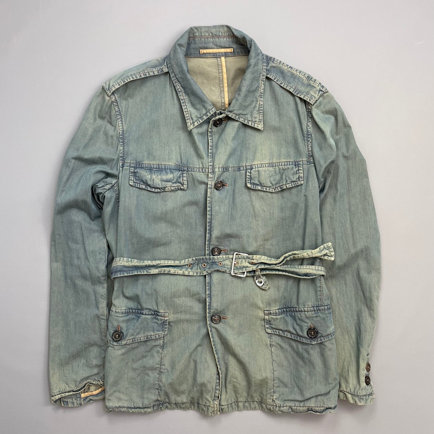 Prada Milano Blue Cotton Tailored Belt-Strap Chore Jacket