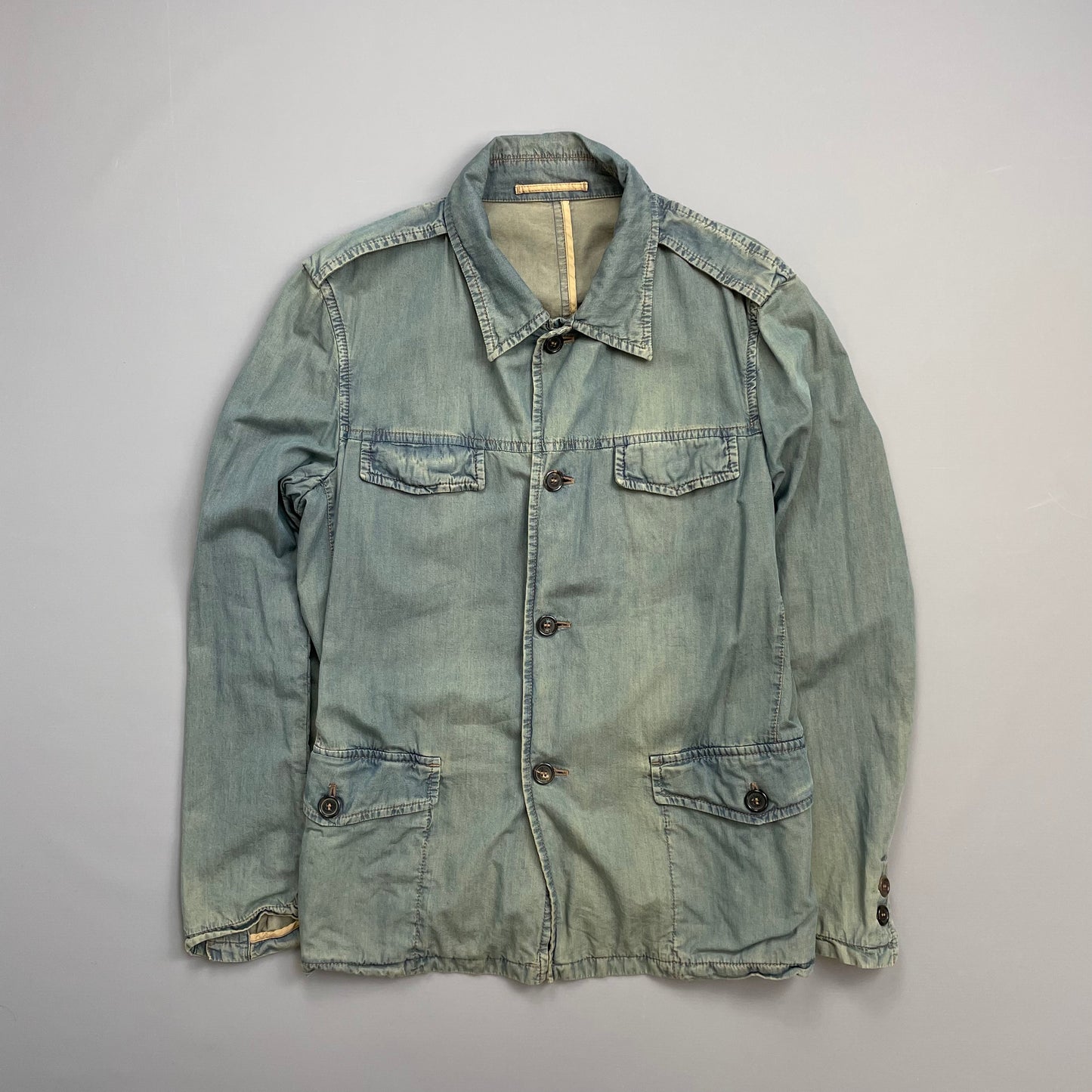 Prada Milano Blue Cotton Tailored Belt-Strap Chore Jacket