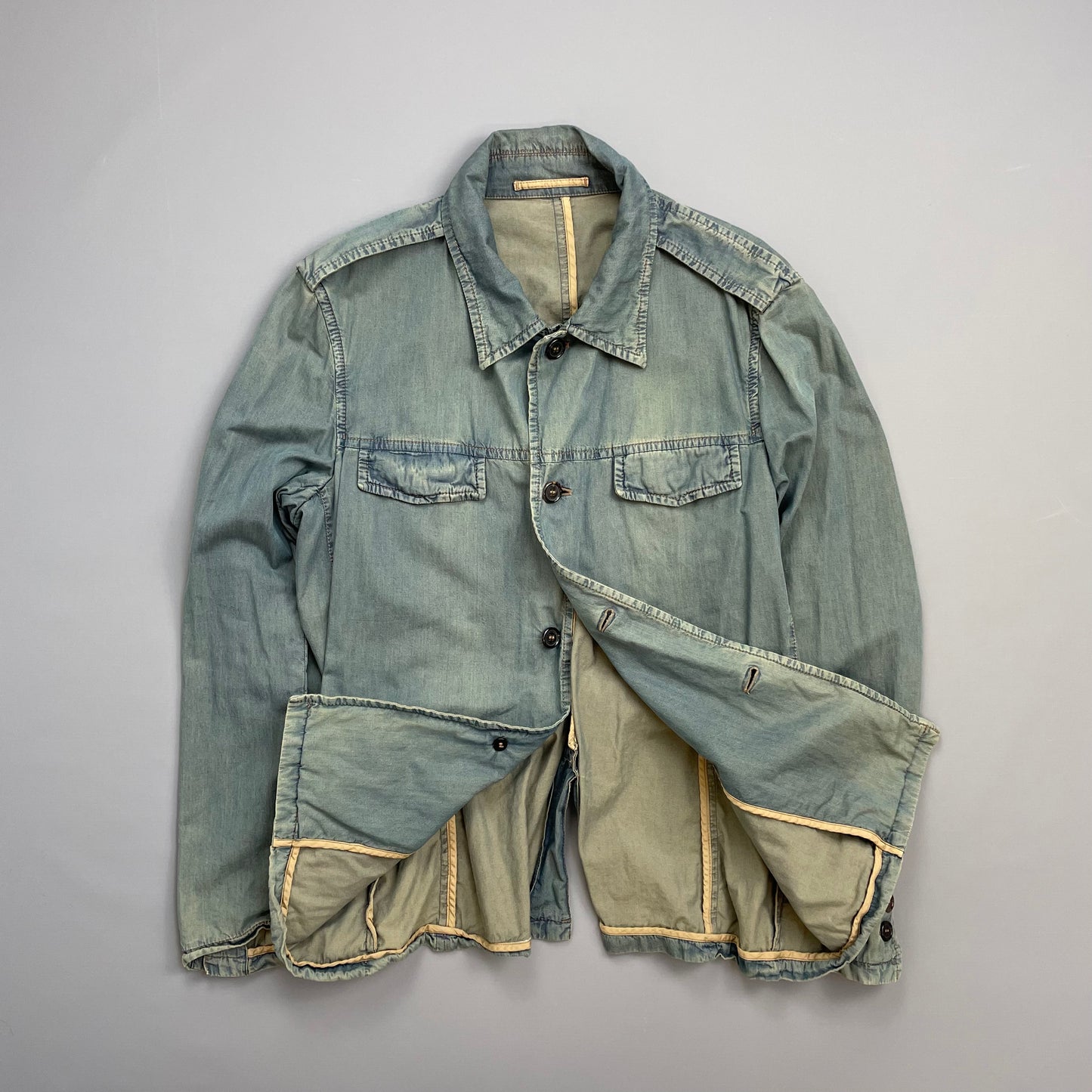 Prada Milano Blue Cotton Tailored Belt-Strap Chore Jacket
